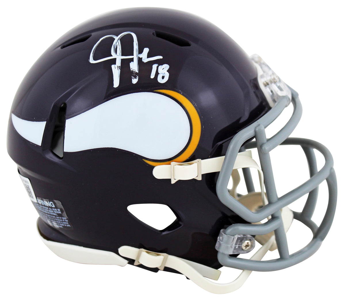 Vikings Justin Jefferson Signed 61-79 TB Speed Mini Helmet BAS Witness #W158879