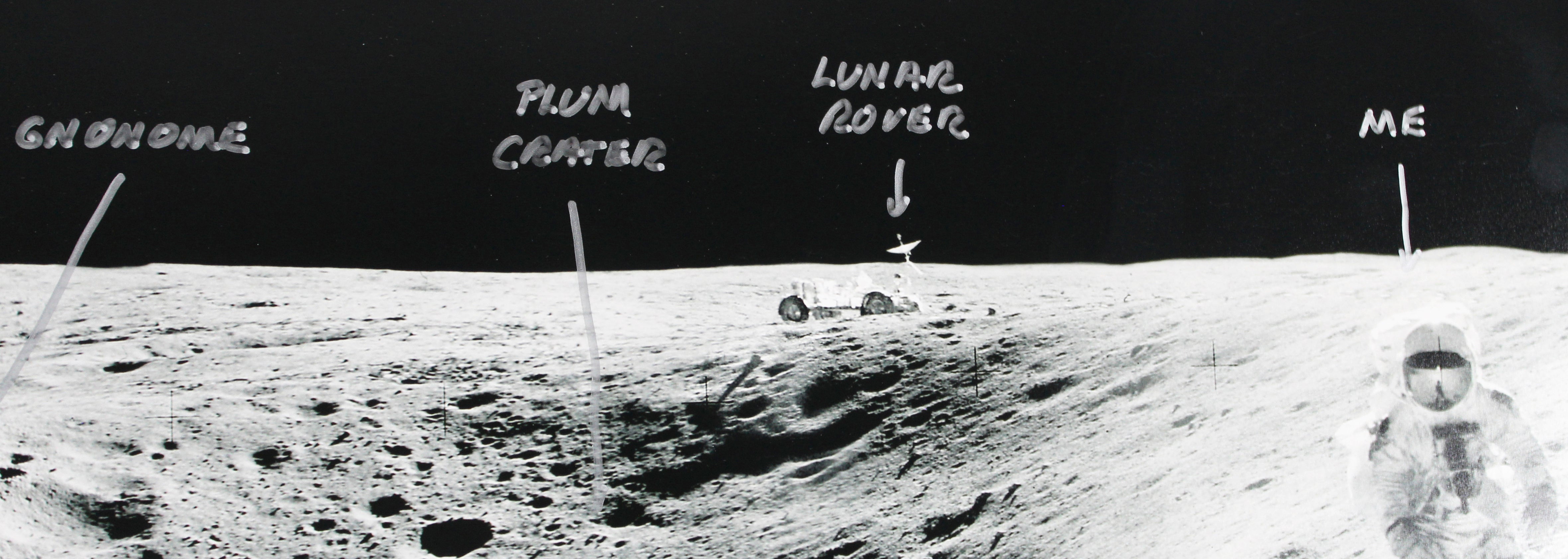 Charles Duke Apollo 16 "Plum Crater Rim" Signed 12x35 Photo BAS #AD38586