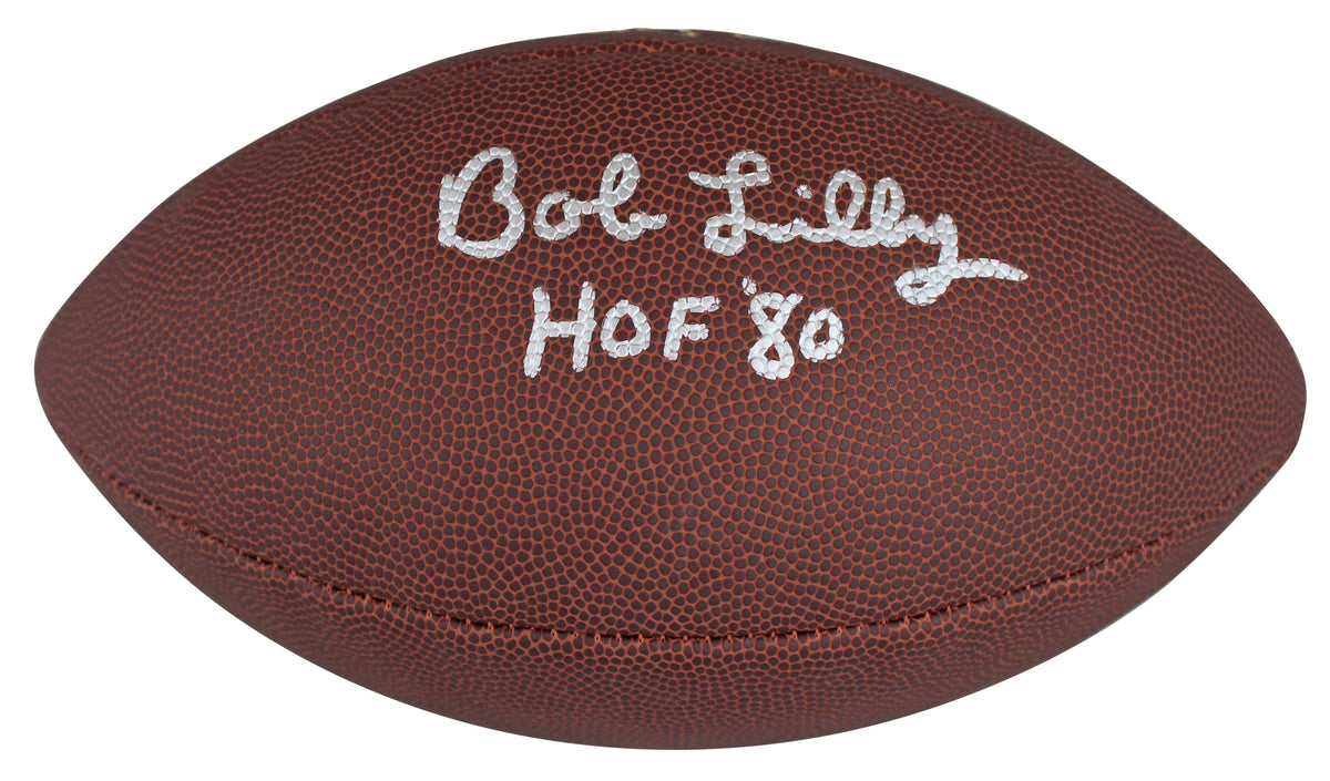 Cowboys Bob Lilly "HOF 80" Signed Wilson Super Grip Nfl Football BAS Witnessed