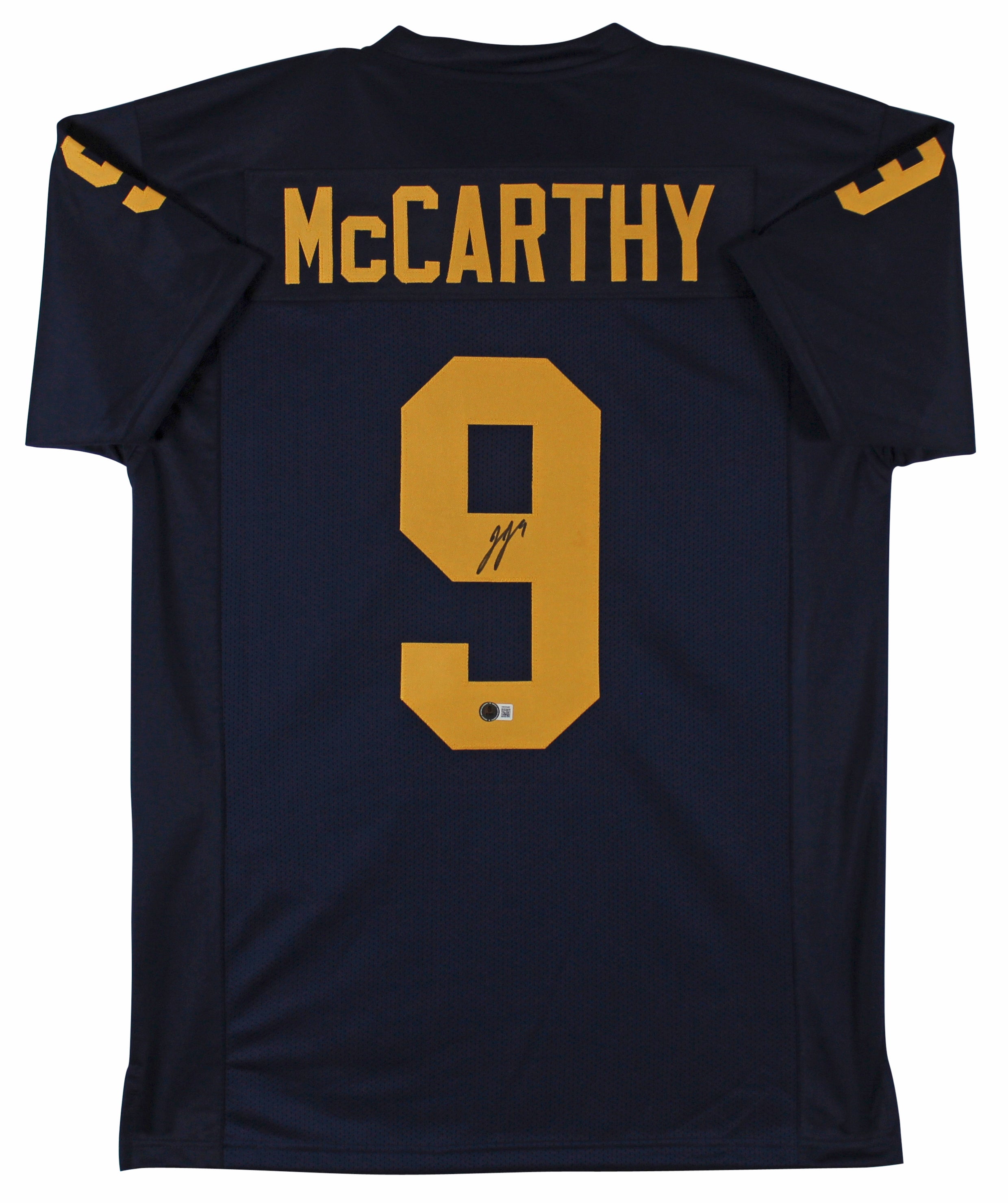 ** HOLIDAY DOORBUSTER ** Michigan JJ McCarthy Authentic Signed Navy Blue Pro Style Jersey BAS Witness 2