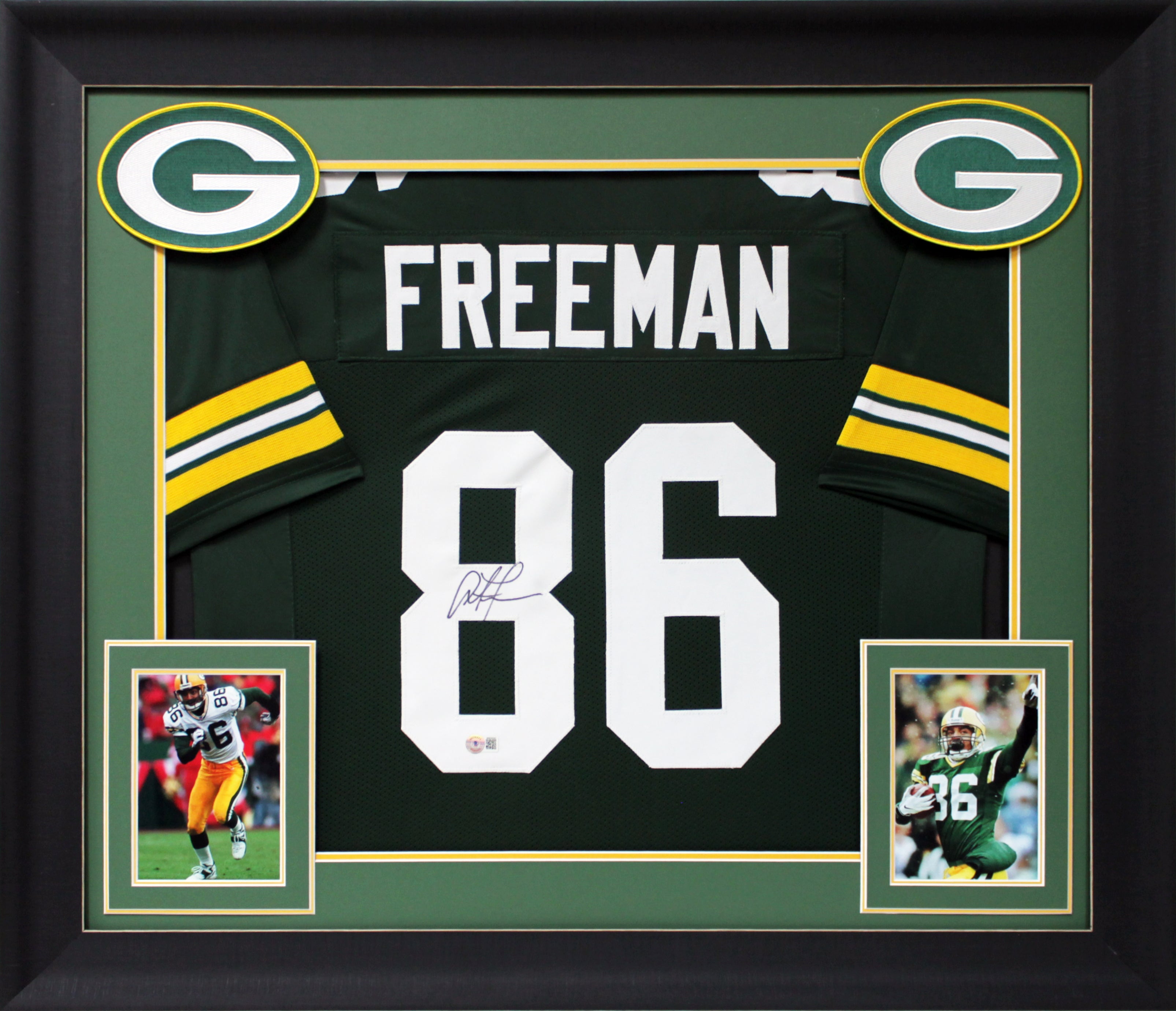 Antonio Freeman Authentic Signed Green Pro Style Framed Jersey BAS Witnessed