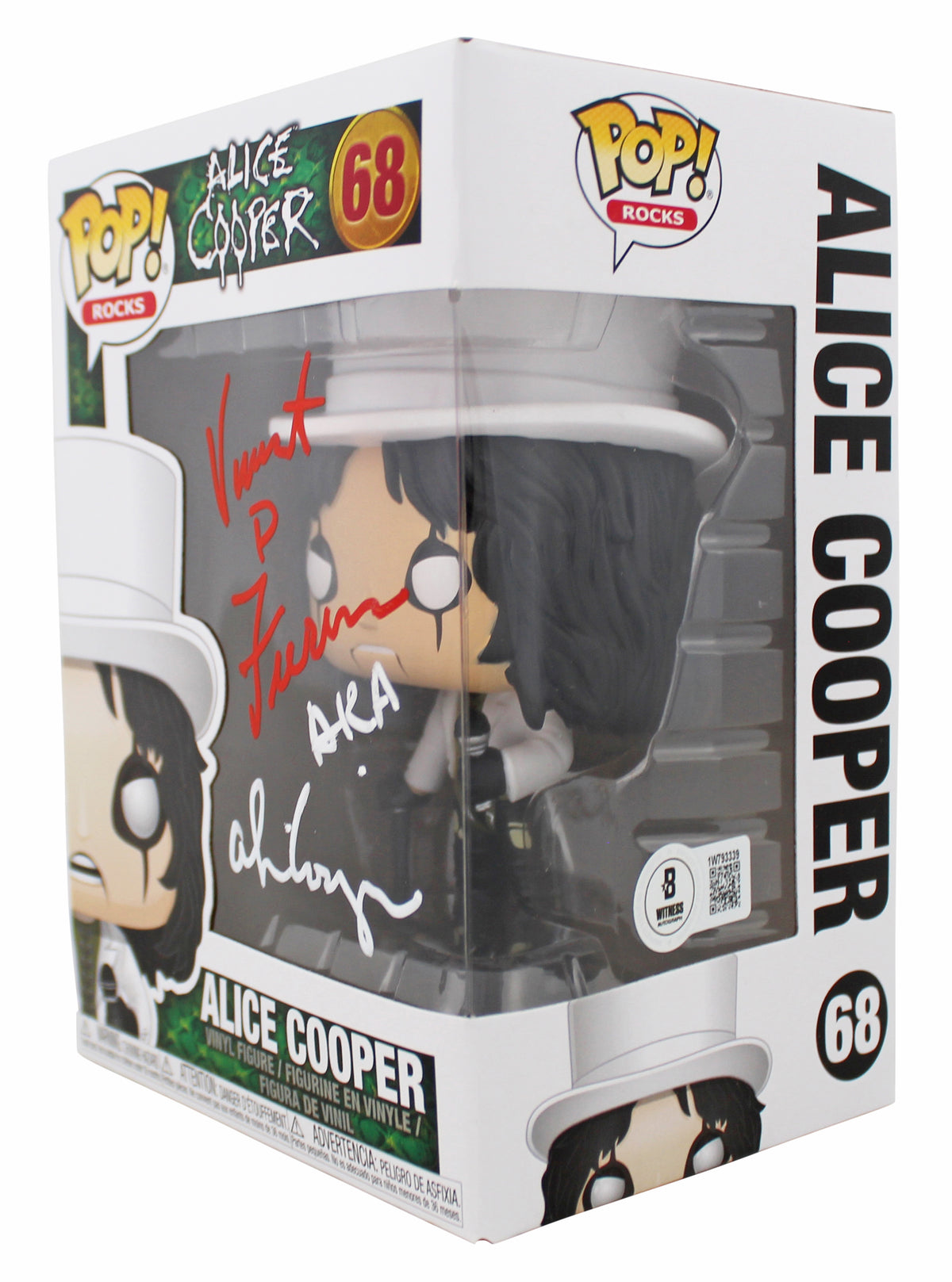 Vincent Damon Furnier AKA Alice Cooper Signed Funko Pop Vinyl Figure BAS Wit