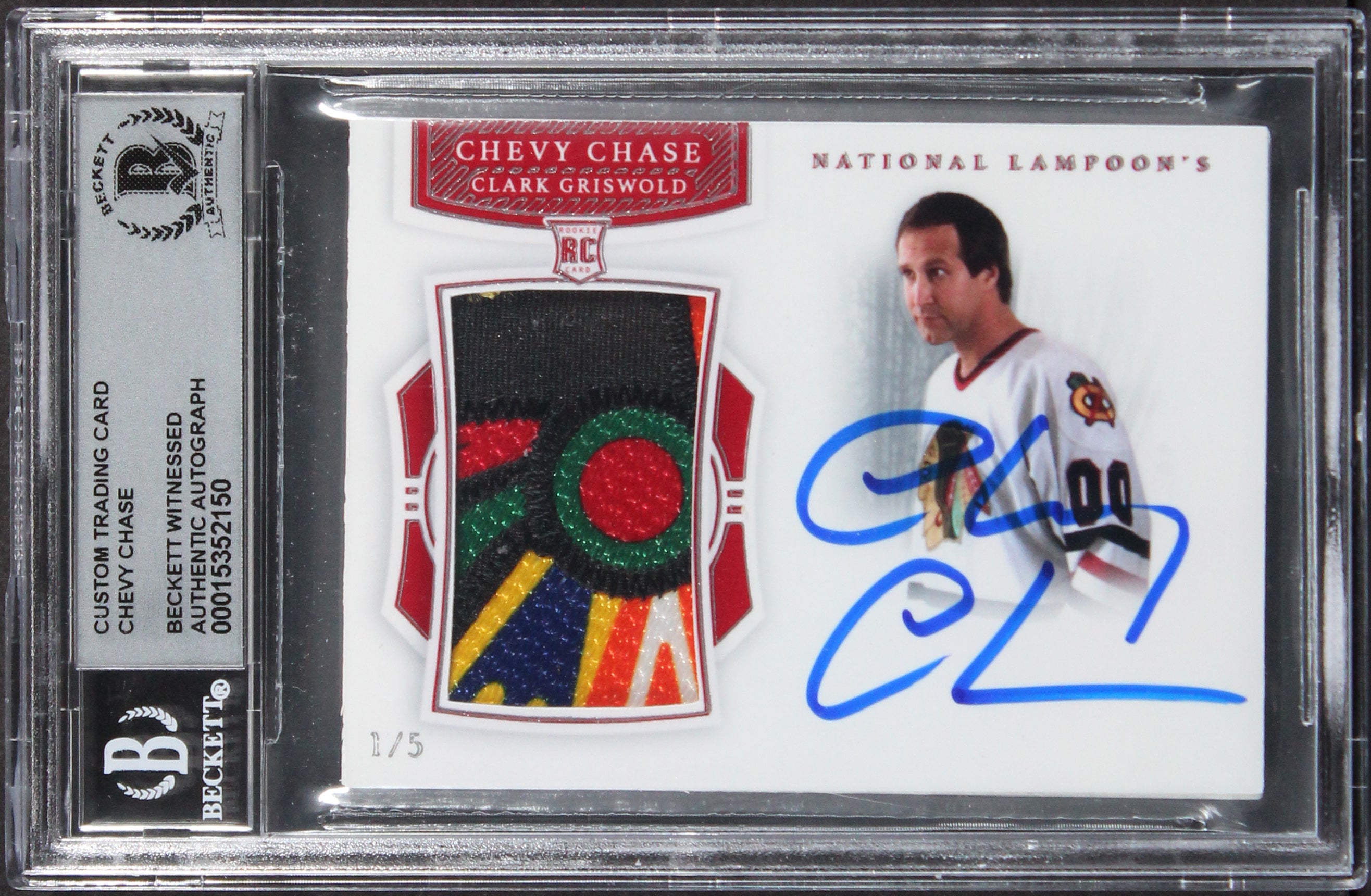Chevy Chase Christmas Vacation Signed Patch Silver #1/5 Card Auto 10 BAS Slabbed