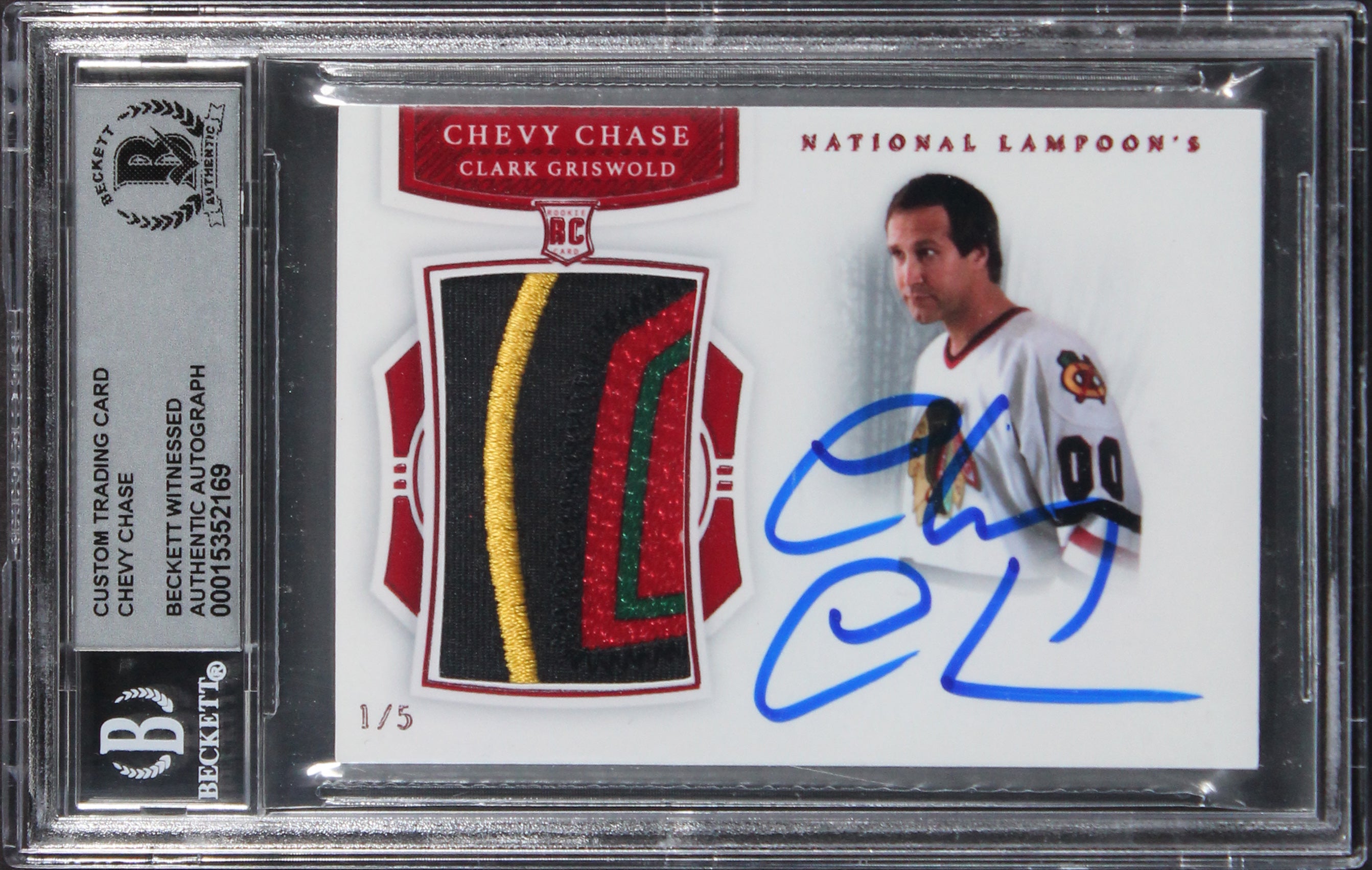 Chevy Chase Christmas Vacation Signed Red #1/5 Patch Card Auto 10! BAS Slabbed