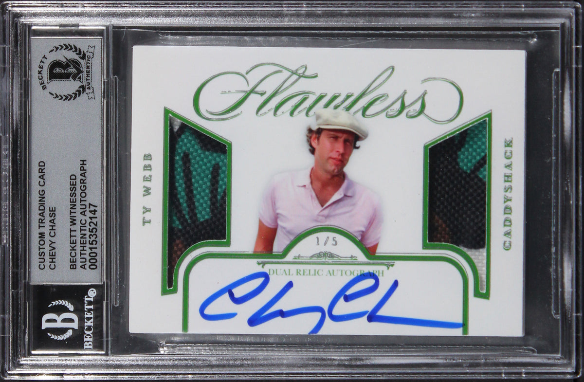 Chevy Chase Caddyshack Signed Custom Patch Silver #1/5 Card Auto 10! BAS Slabbed