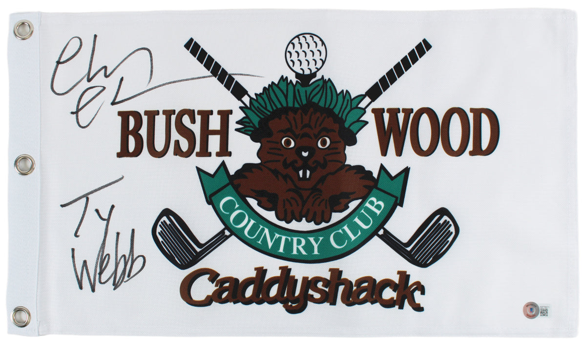 Chevy Chase Caddyshack "Ty Webb" Signed Bushwood Country Club Flag BAS #WZ76671