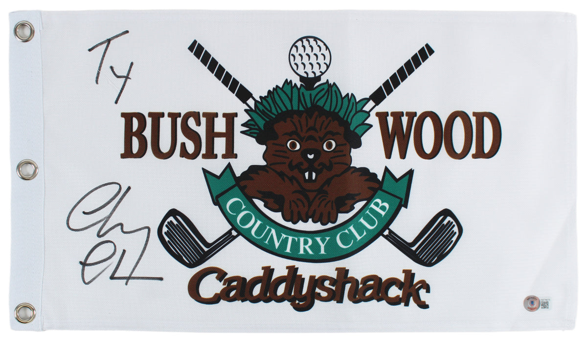 Chevy Chase Caddyshack "Ty" Signed Bushwood Country Club Flag Wit BAS #WZ76675