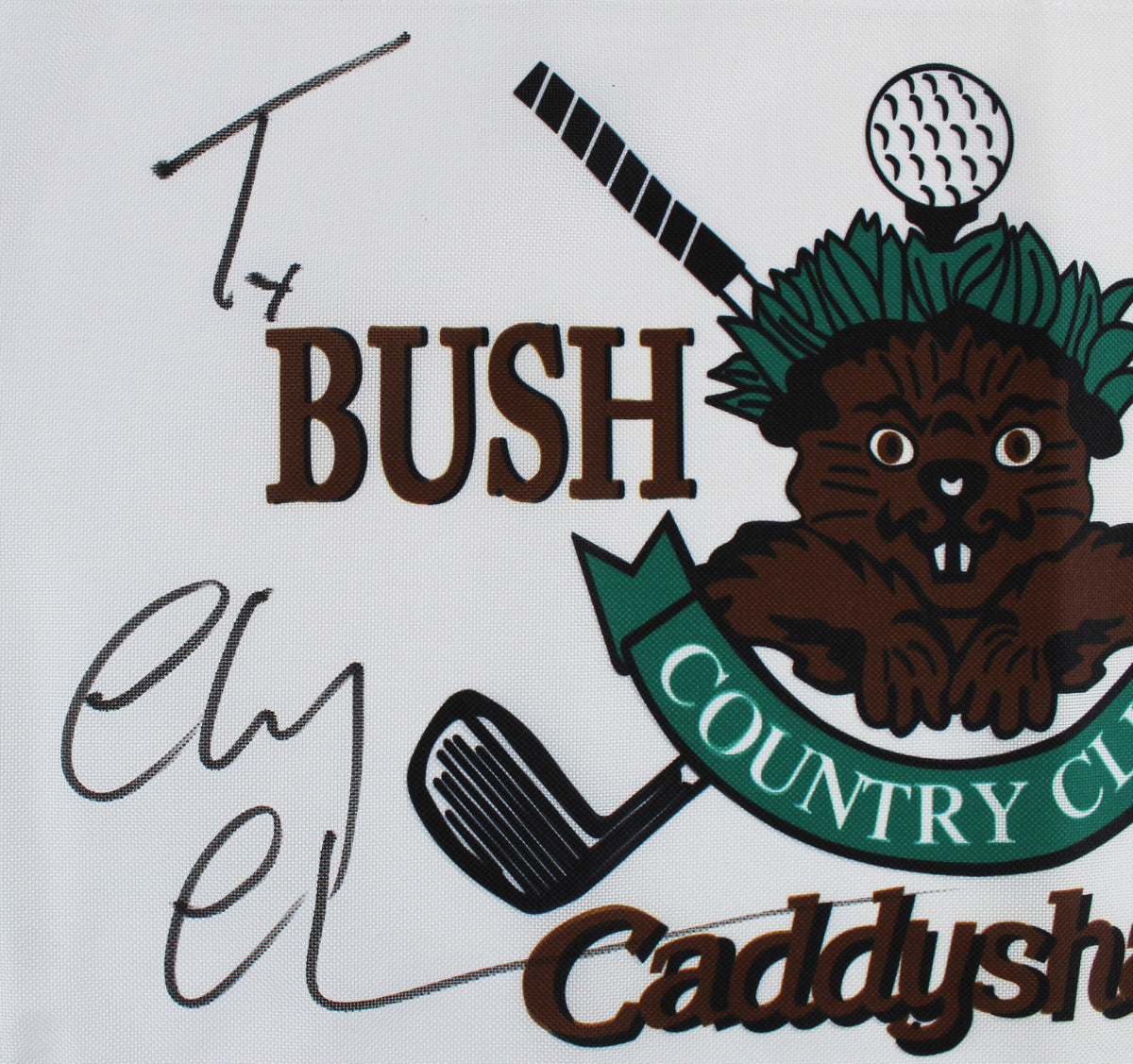 Chevy Chase Caddyshack "Ty" Signed Bushwood Country Club Flag Wit BAS #WZ76674