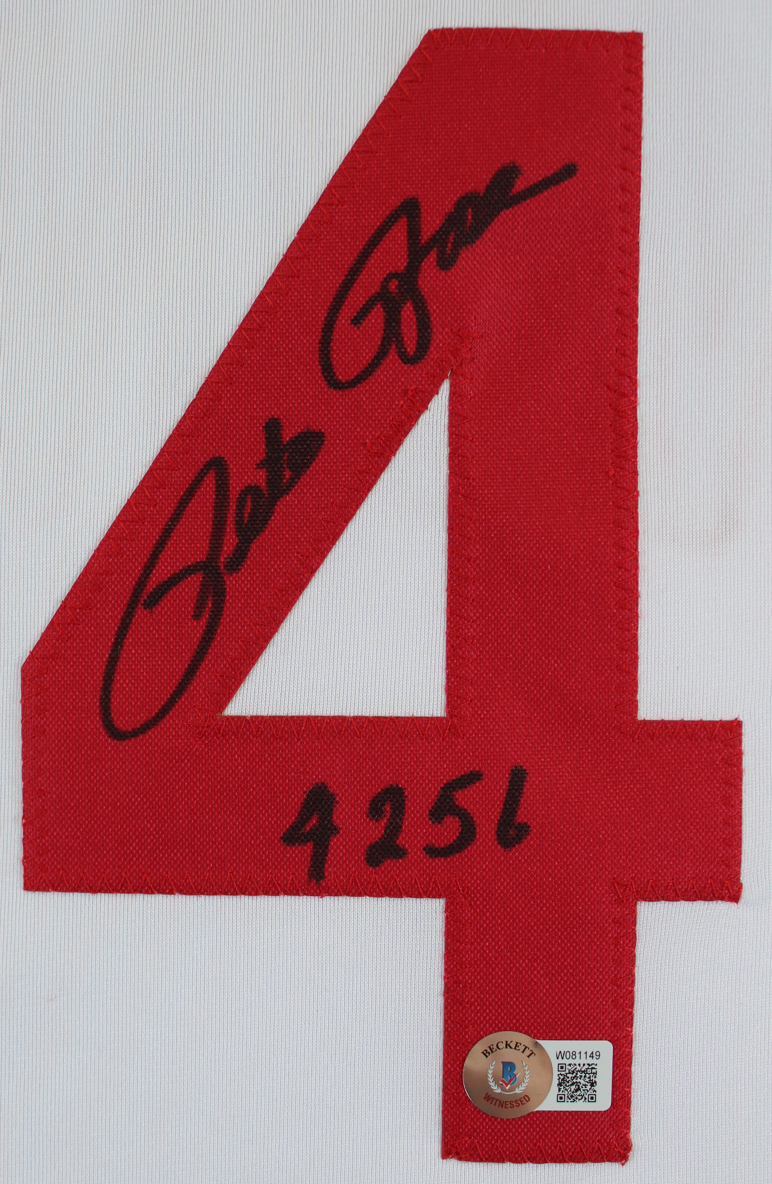 Pete Rose "4256" Authentic Signed White Pro Style Jersey BAS Witnessed