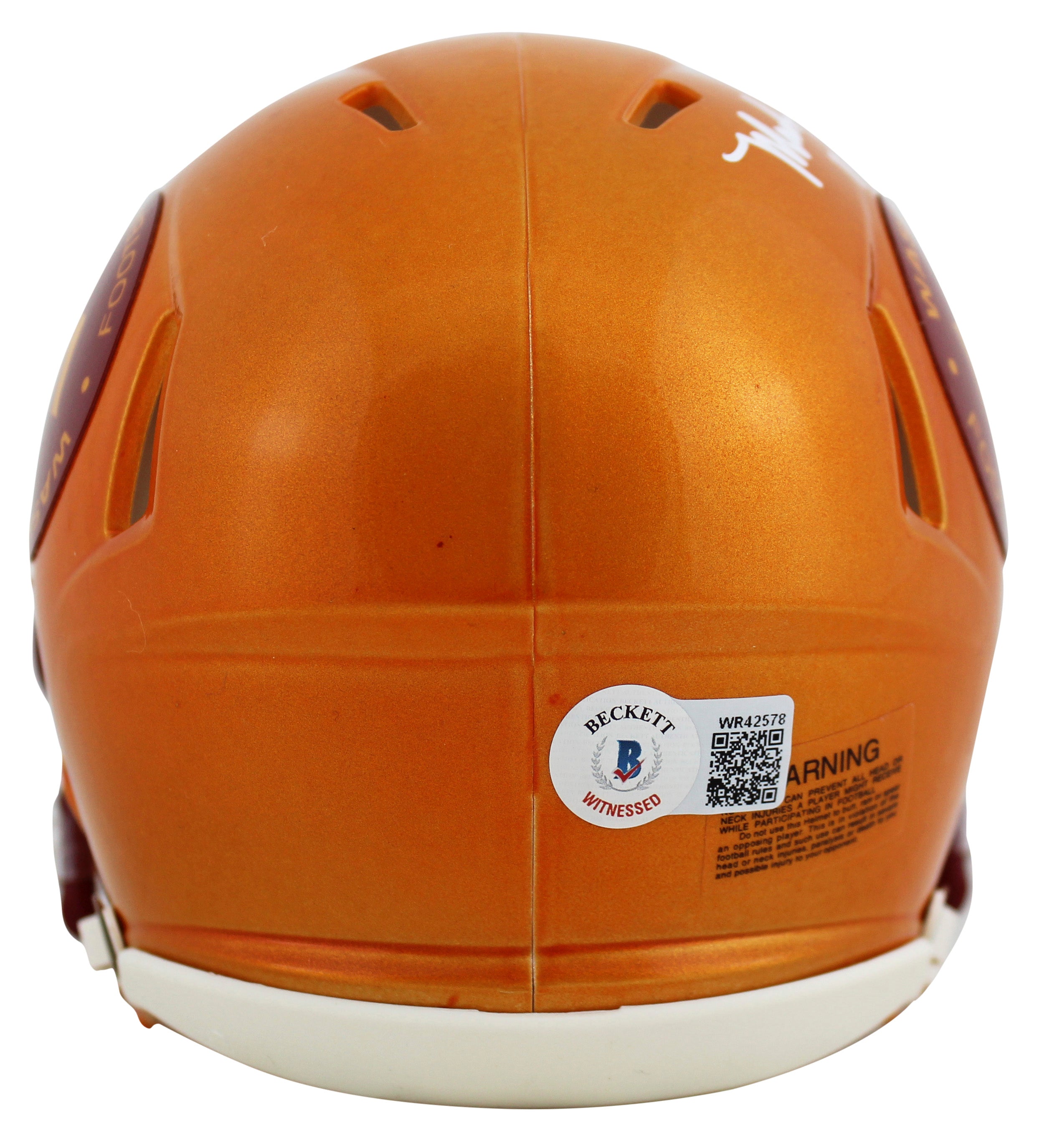 WFT Mark Rypien "SB XXVI MVP" Signed Flash Speed Mini Helmet BAS Wit #WR42578
