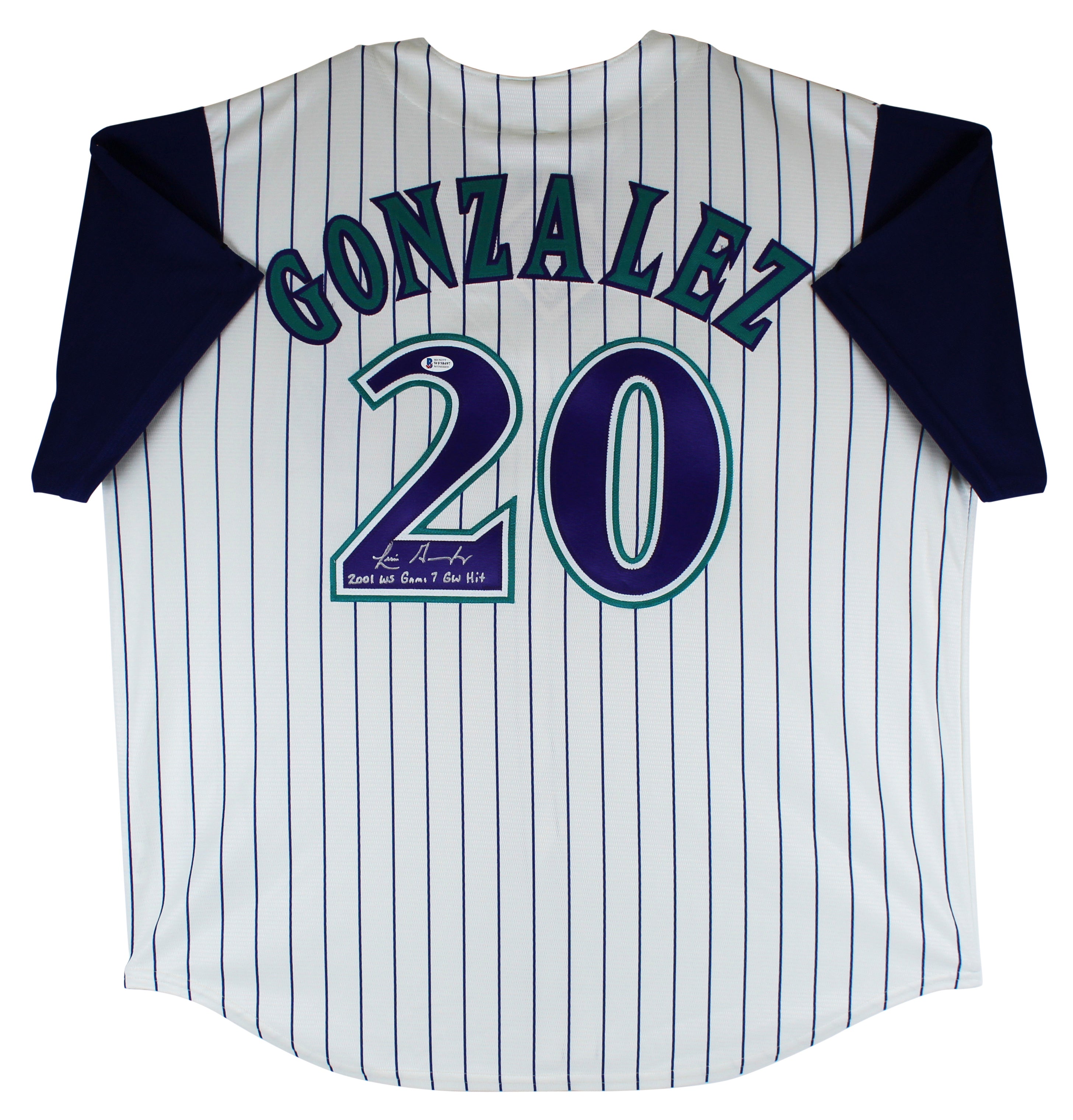 D-Backs Luis Gonzalez "2001 WS Game 7 GW Hit" Signed Majestic Jersey BAS