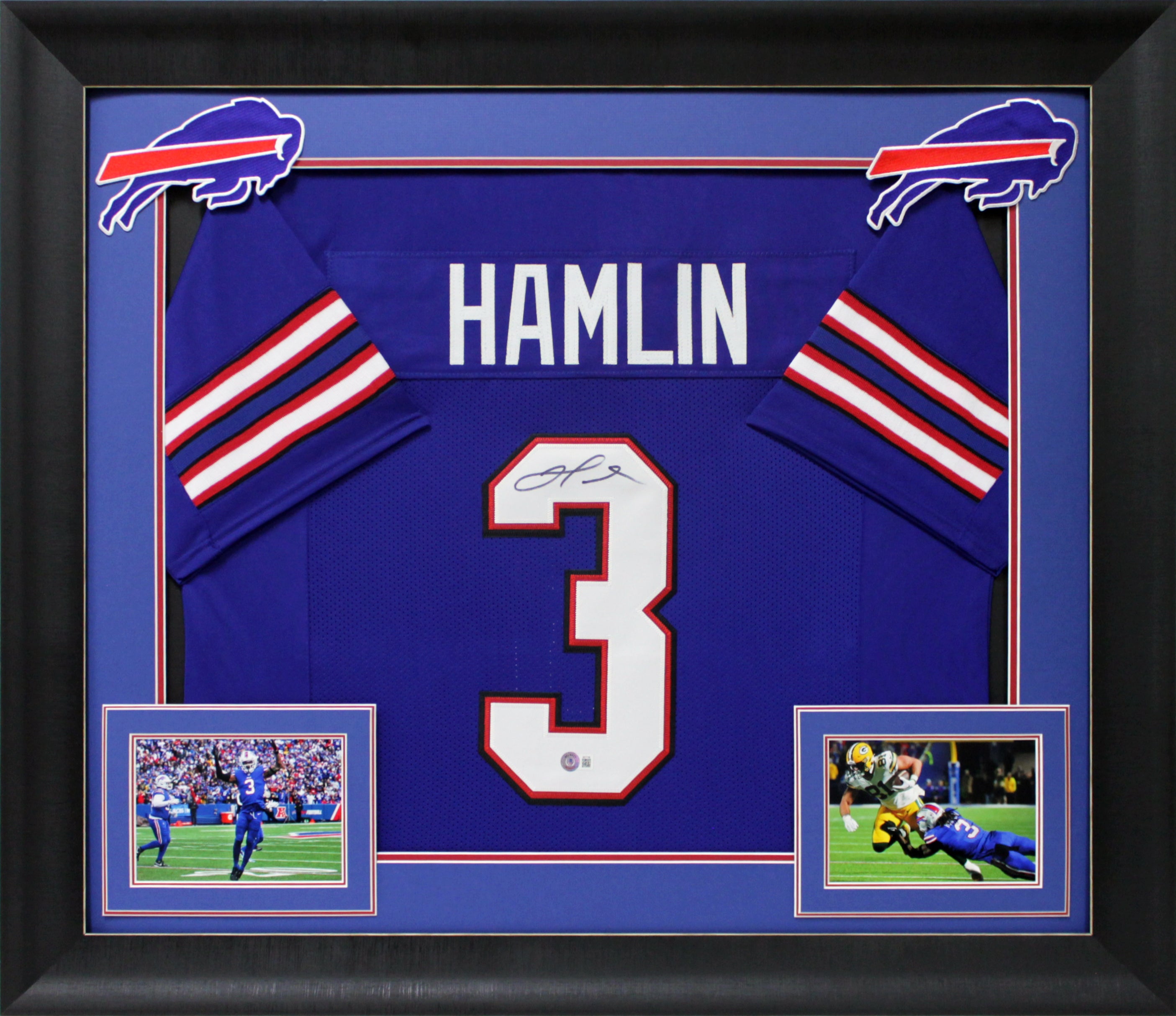 Bills Damar Hamlin Authentic Signed Blue Pro Style Framed Jersey BAS Witnessed