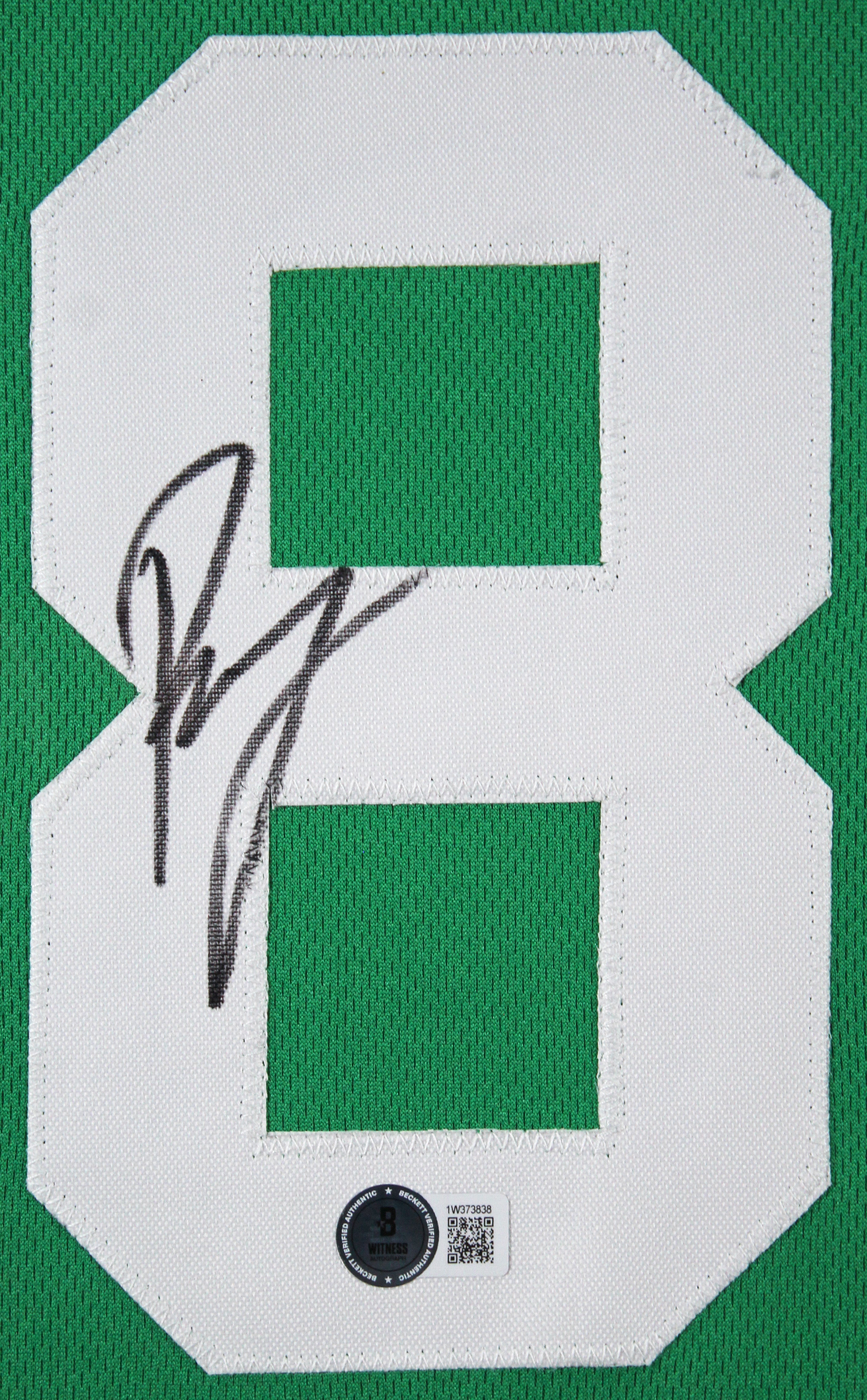 Kristaps Porzingis Authentic Signed Green Pro Style Framed Jersey BAS Witnessed