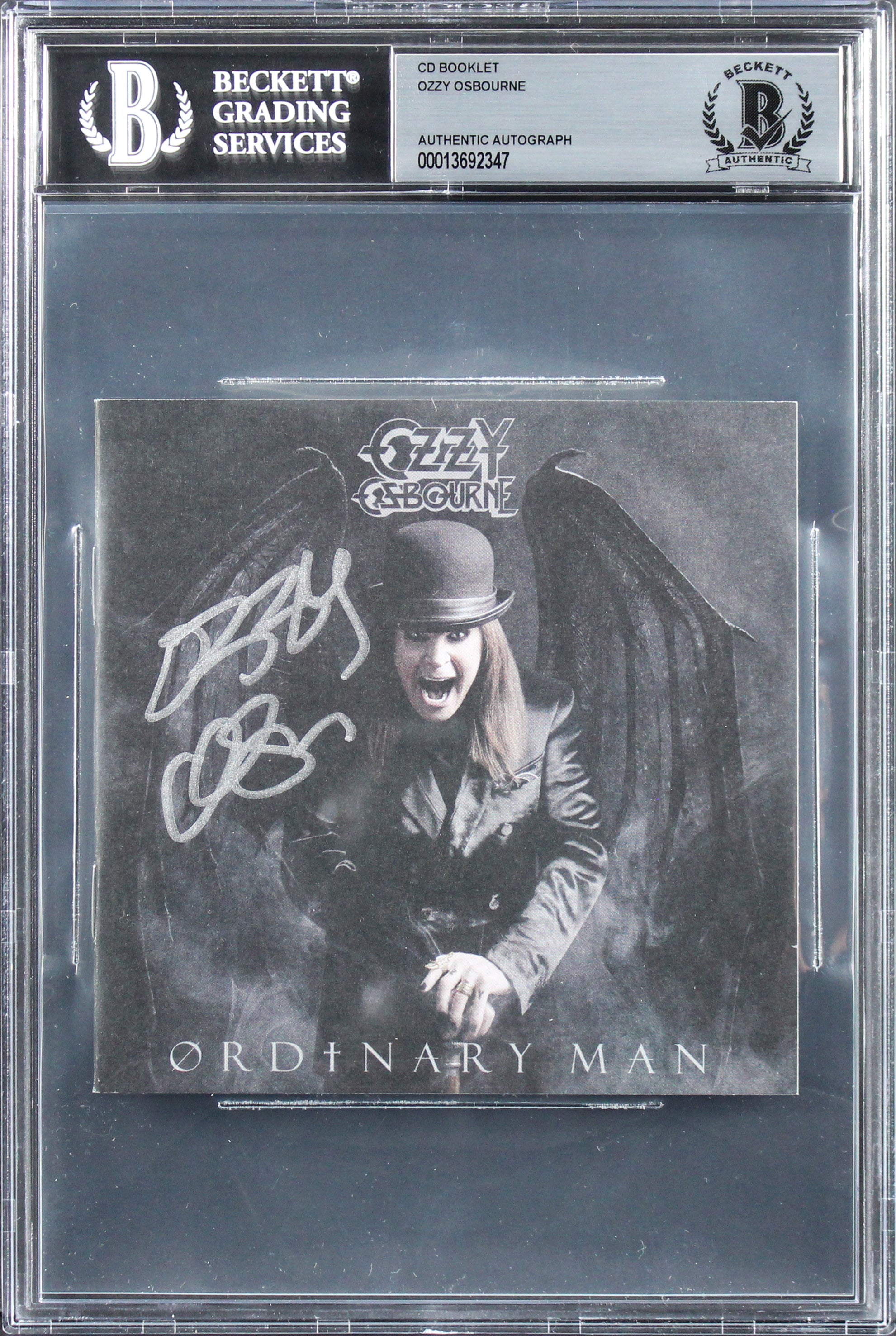 Ozzy Osbourne Authentic Signed Ordinary Man Cd Cover Autographed BAS Slabbed