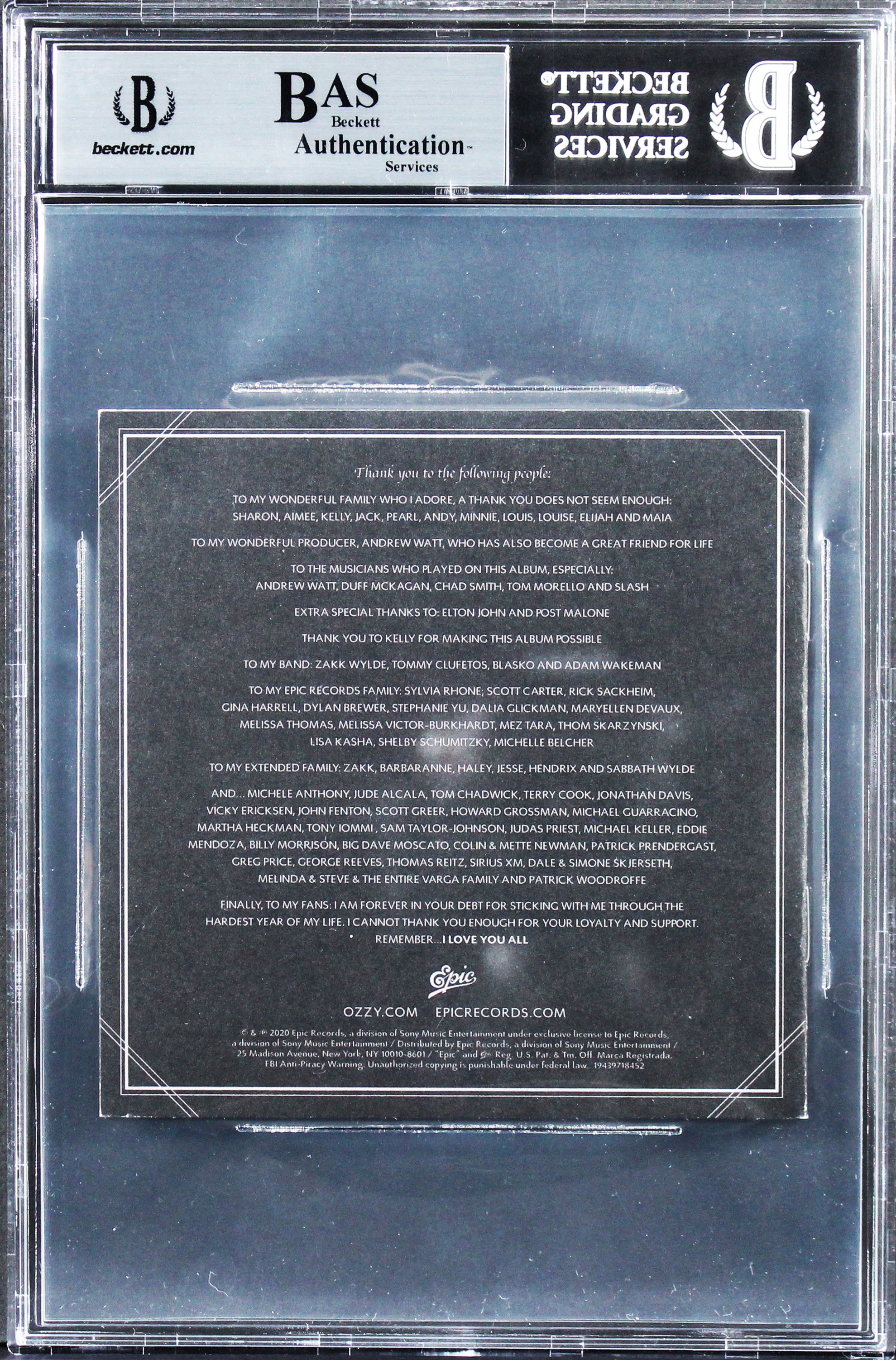 Ozzy Osbourne Authentic Signed Ordinary Man Cd Cover Autographed BAS Slabbed