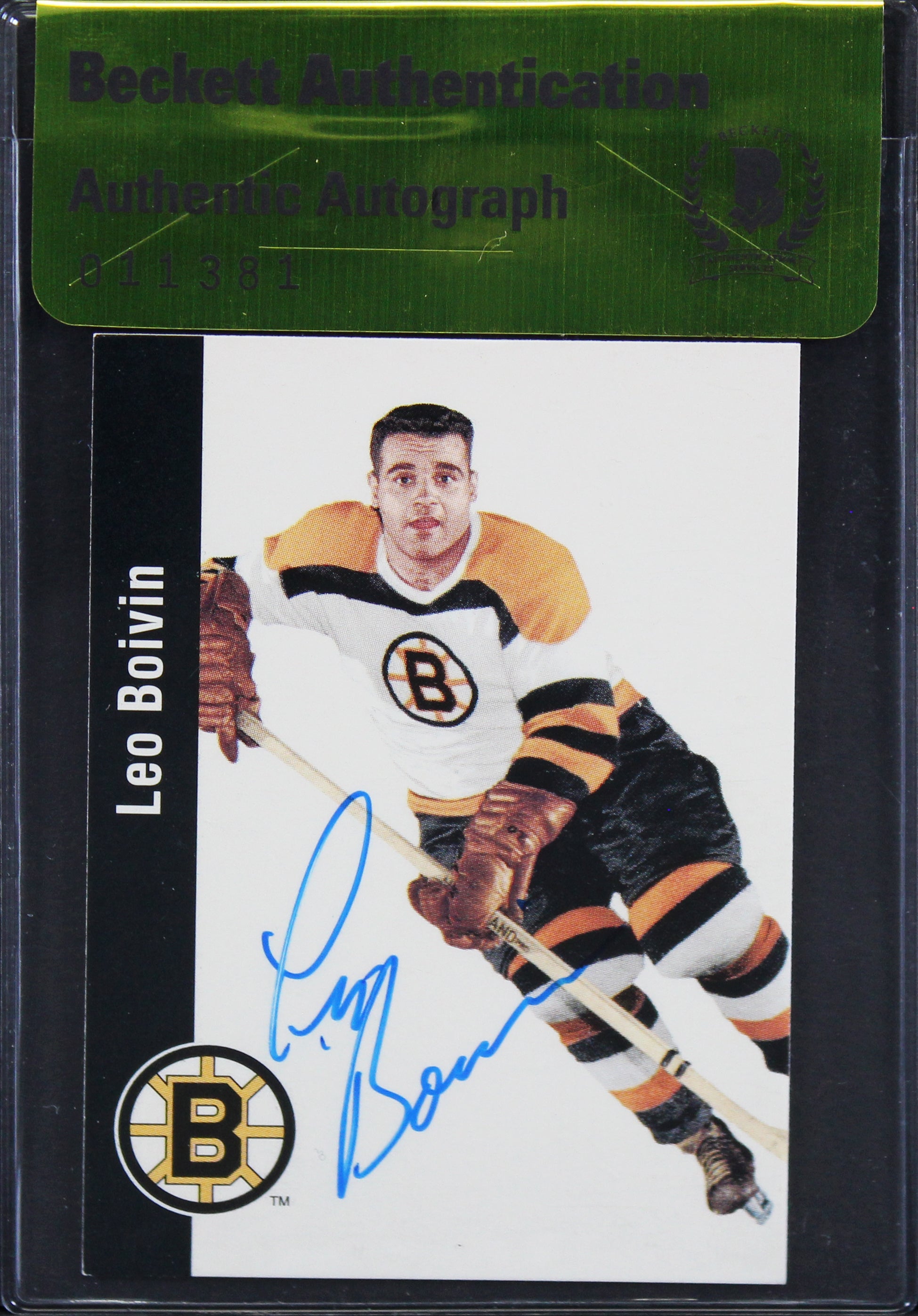 Bruins Leo Boivin Authentic Signed Parkhurst #11 Card BAS #11381