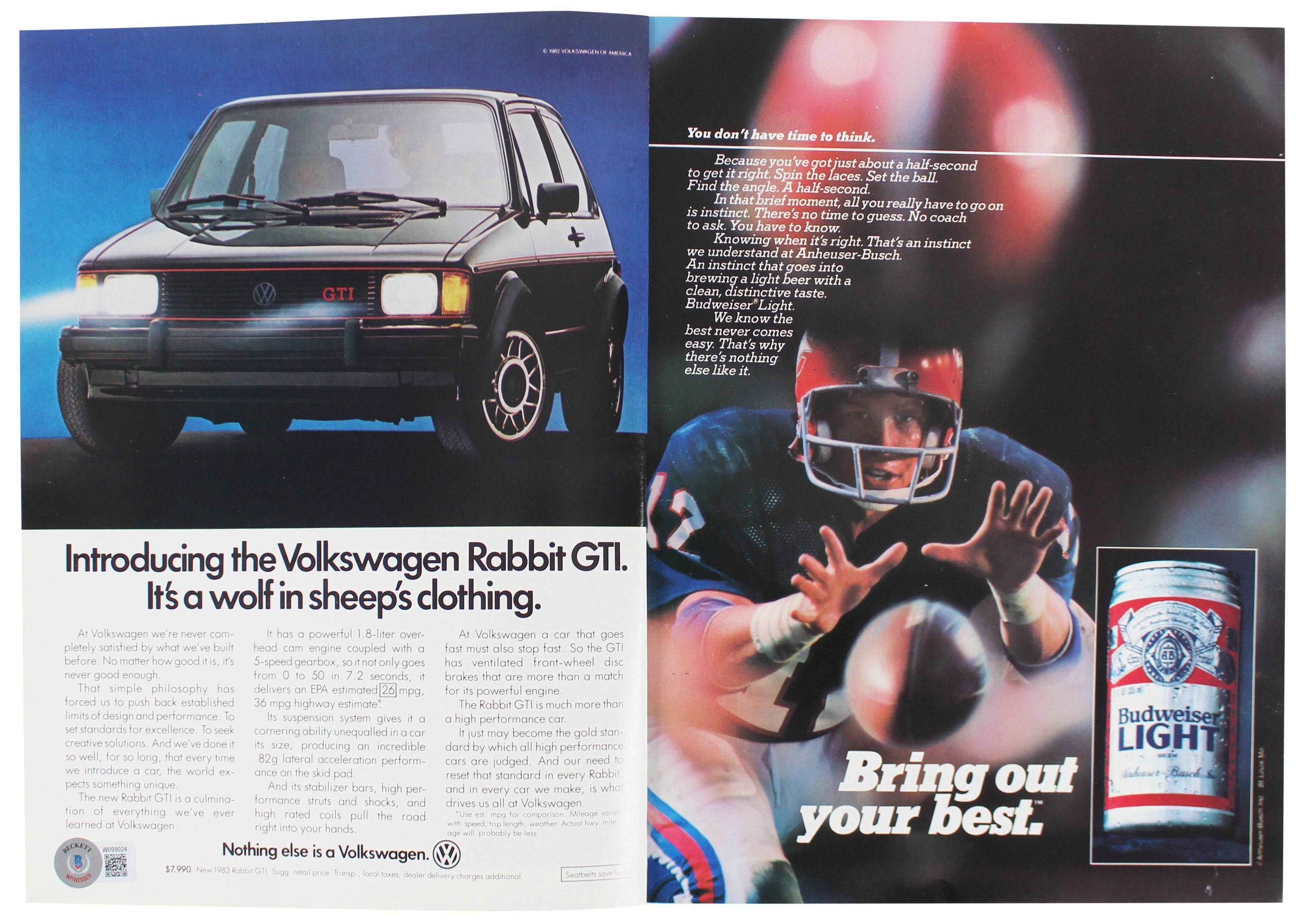 John Riggins "SB XVII MVP" Authentic Signed SB XVII Program BAS Witness #W099024