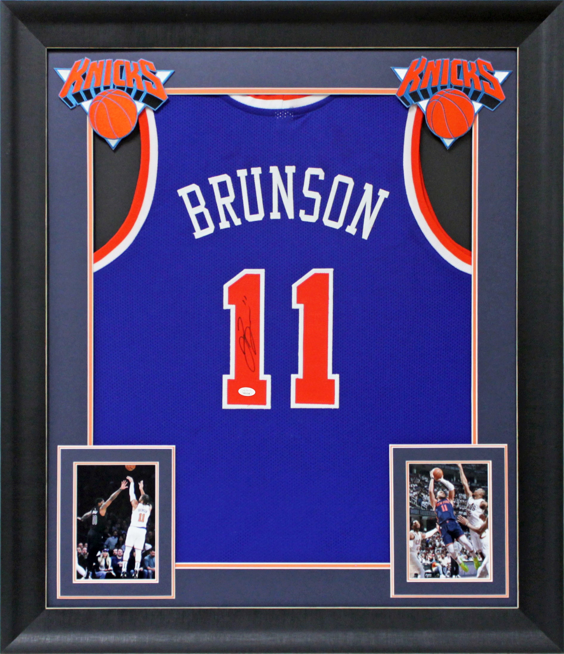 Jalen Brunson Authentic Signed Blue Pro Style Framed Jersey JSA Witness