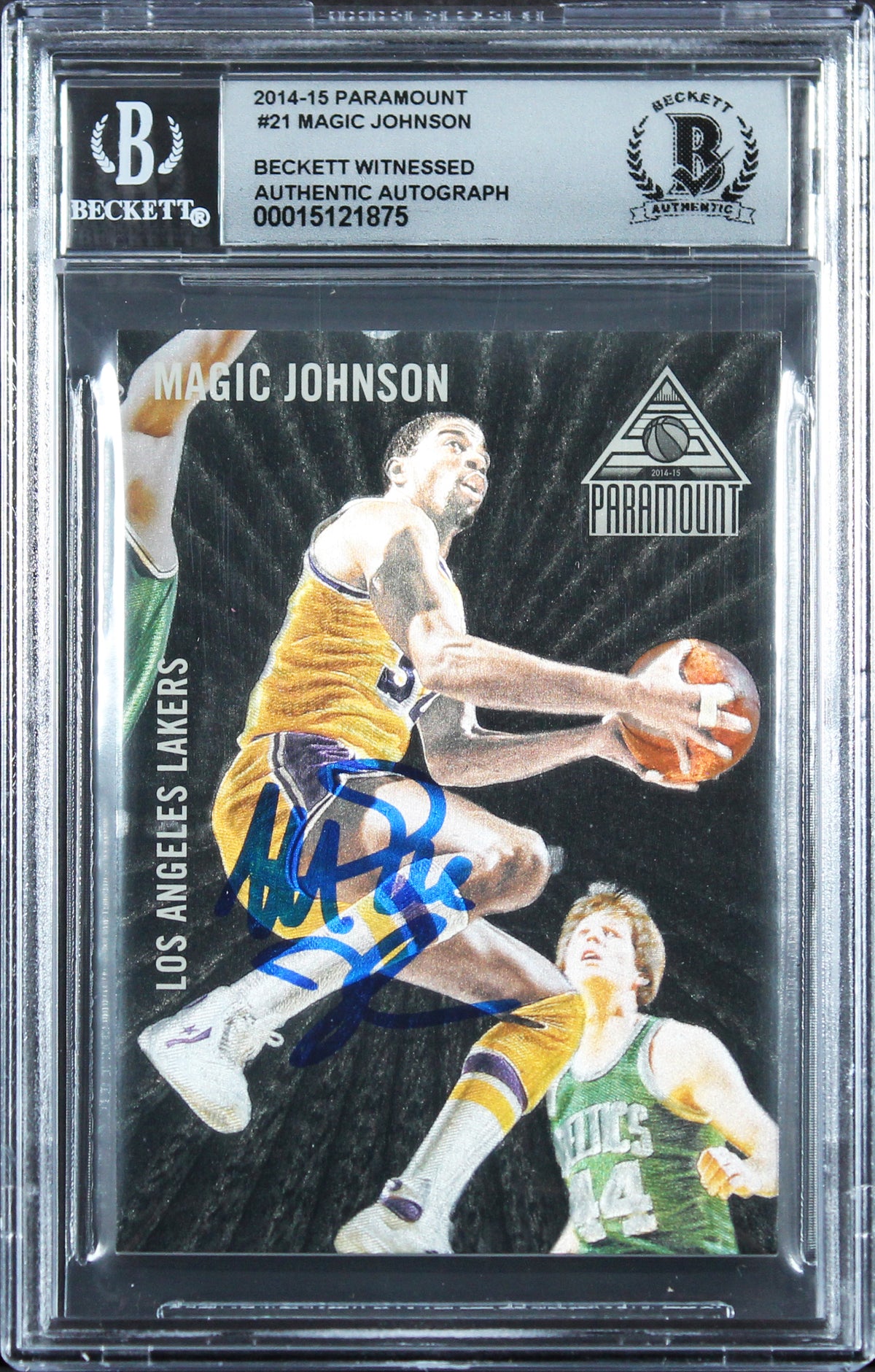 Lakers Magic Johnson Authentic Signed 2014 Paramount #21 Card Auto 10! BAS Slab