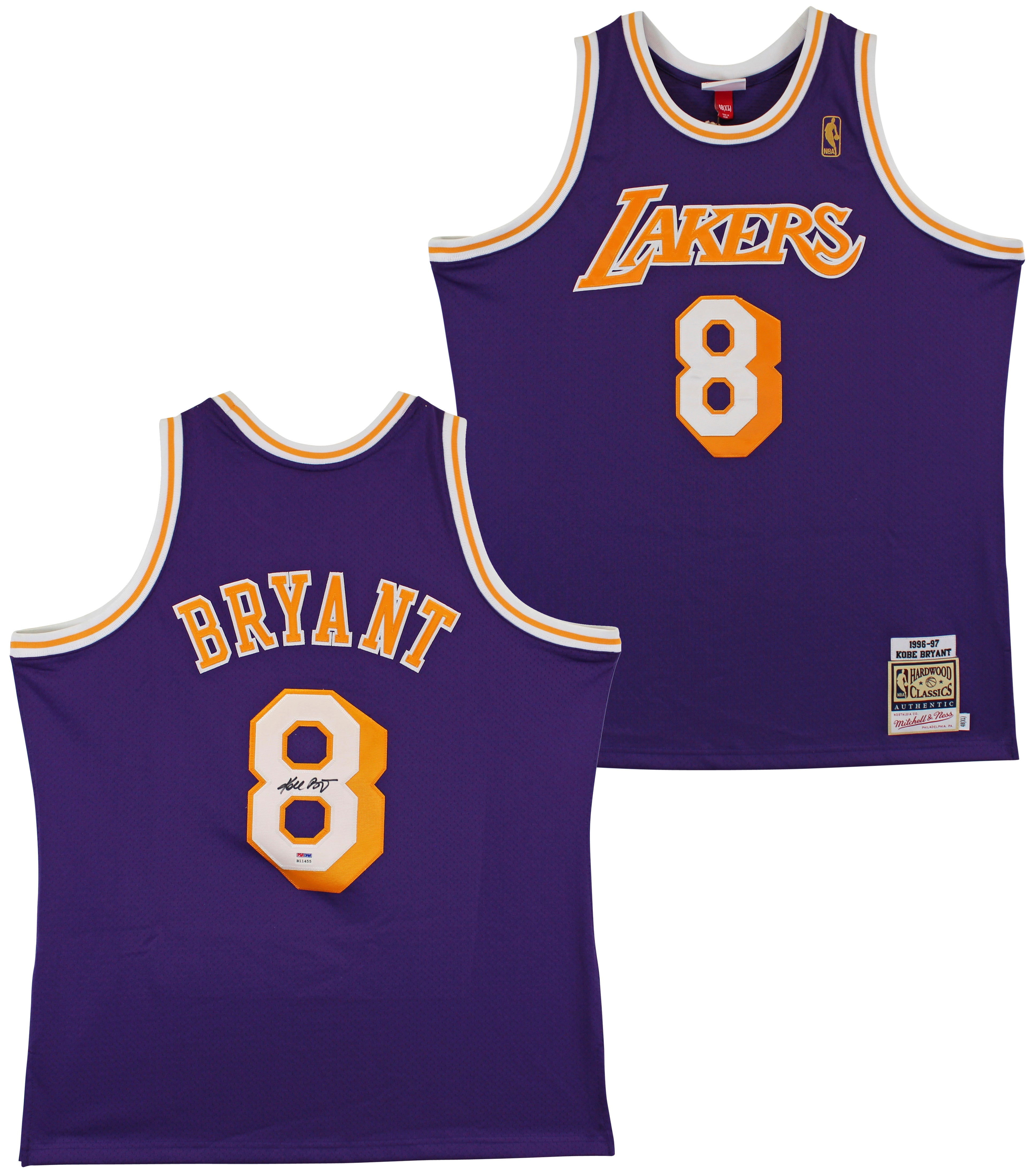Lakers Kobe Bryant Signed Purple M&N 1996-97 HWC Authentic Jersey PSA #B11455