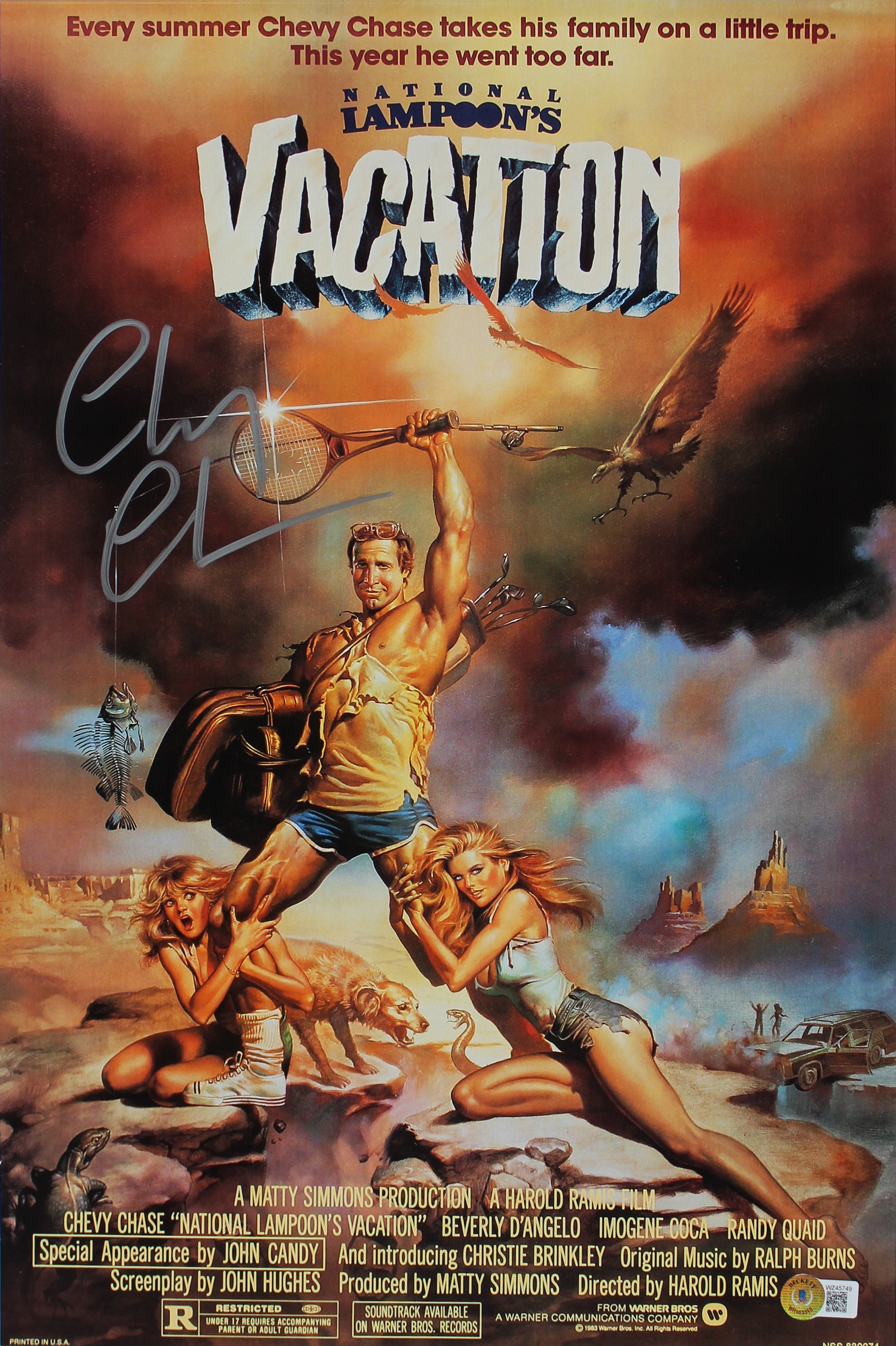 Chevy Chase Vacation Authentic Signed 12x18 Mini Movie Poster BAS Witnessed 2