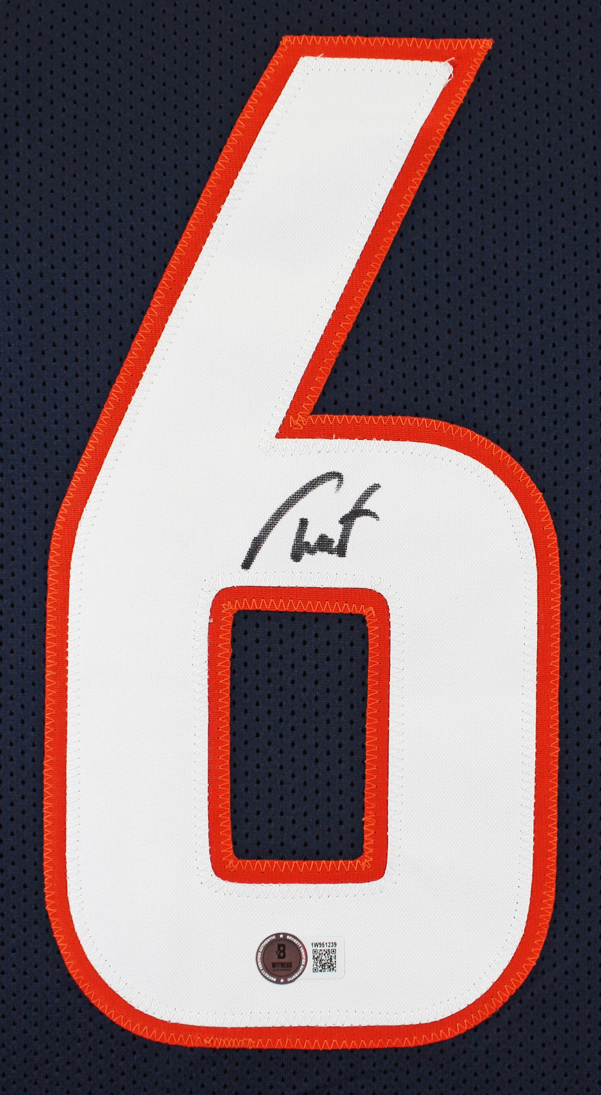 Troy Franklin Authentic Signed Navy Pro Style Jersey Autographed BAS Witnessed