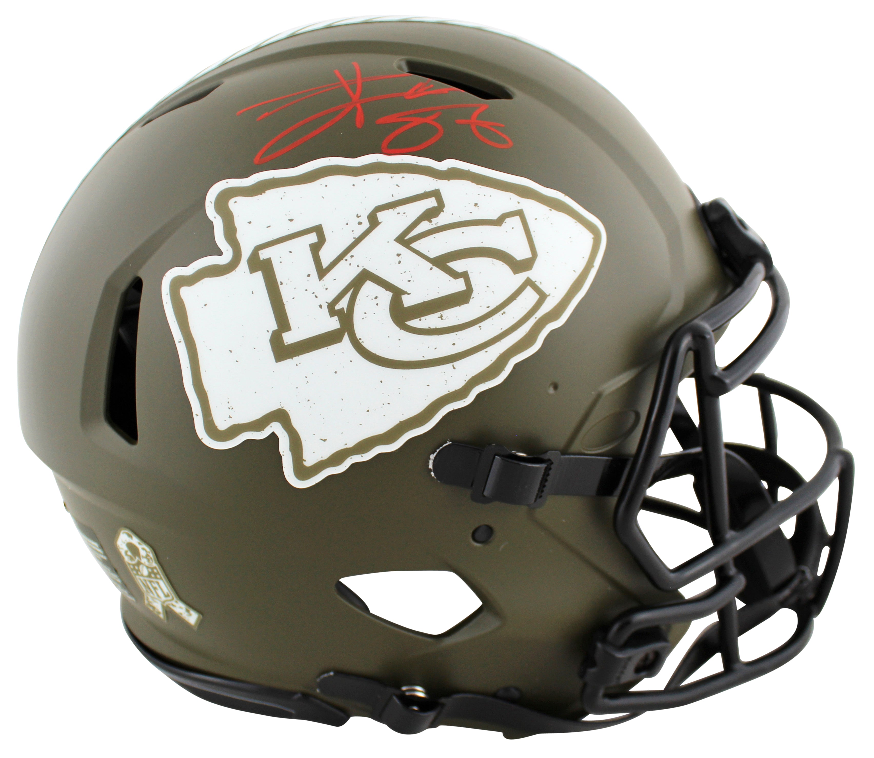 Chiefs Travis Kelce Signed Salute To Service F/S Speed Proline Helmet BAS Wit