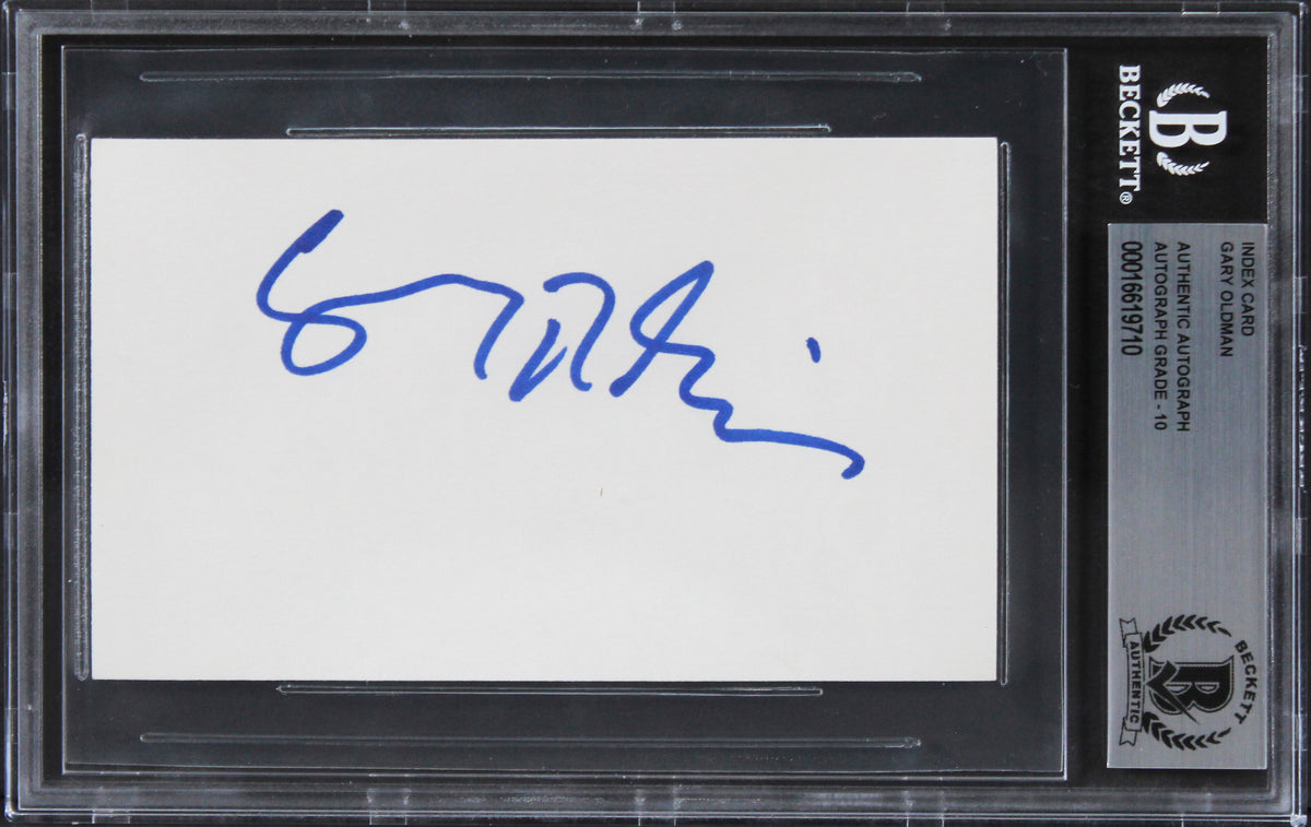 Gary Oldman Batman The Dark Knight Signed 3x5 Index Card Auto Graded 10 BAS Slab