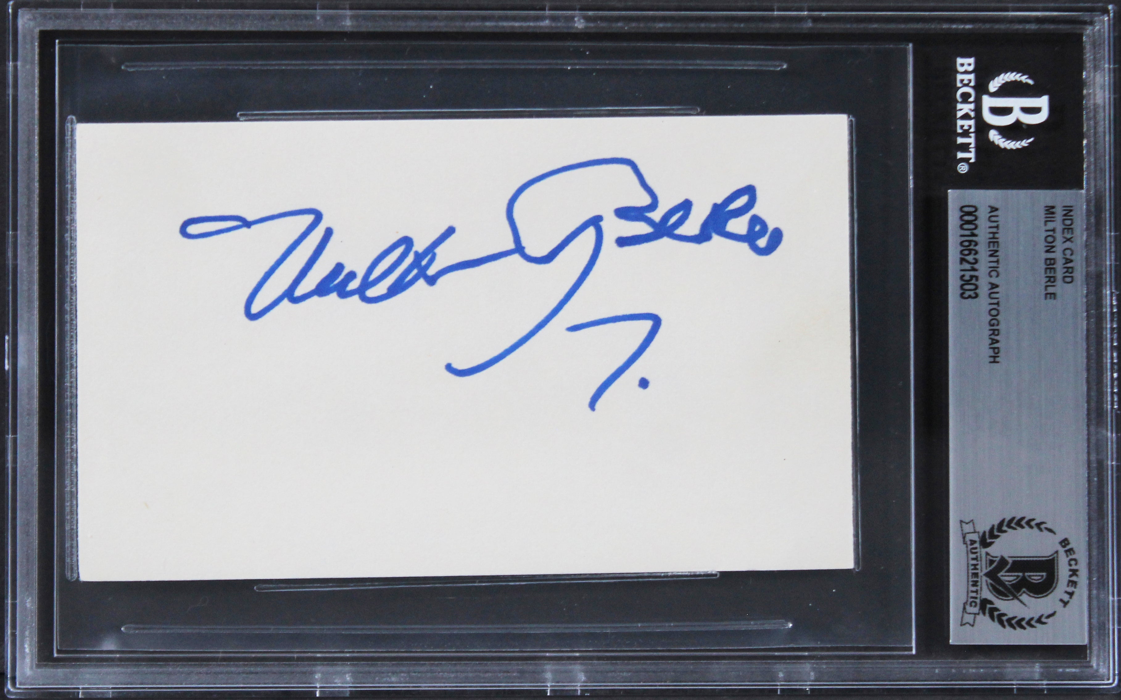 Milton Berle The Milton Berle Show Authentic Signed 3x5 Index Card BAS Slabbed