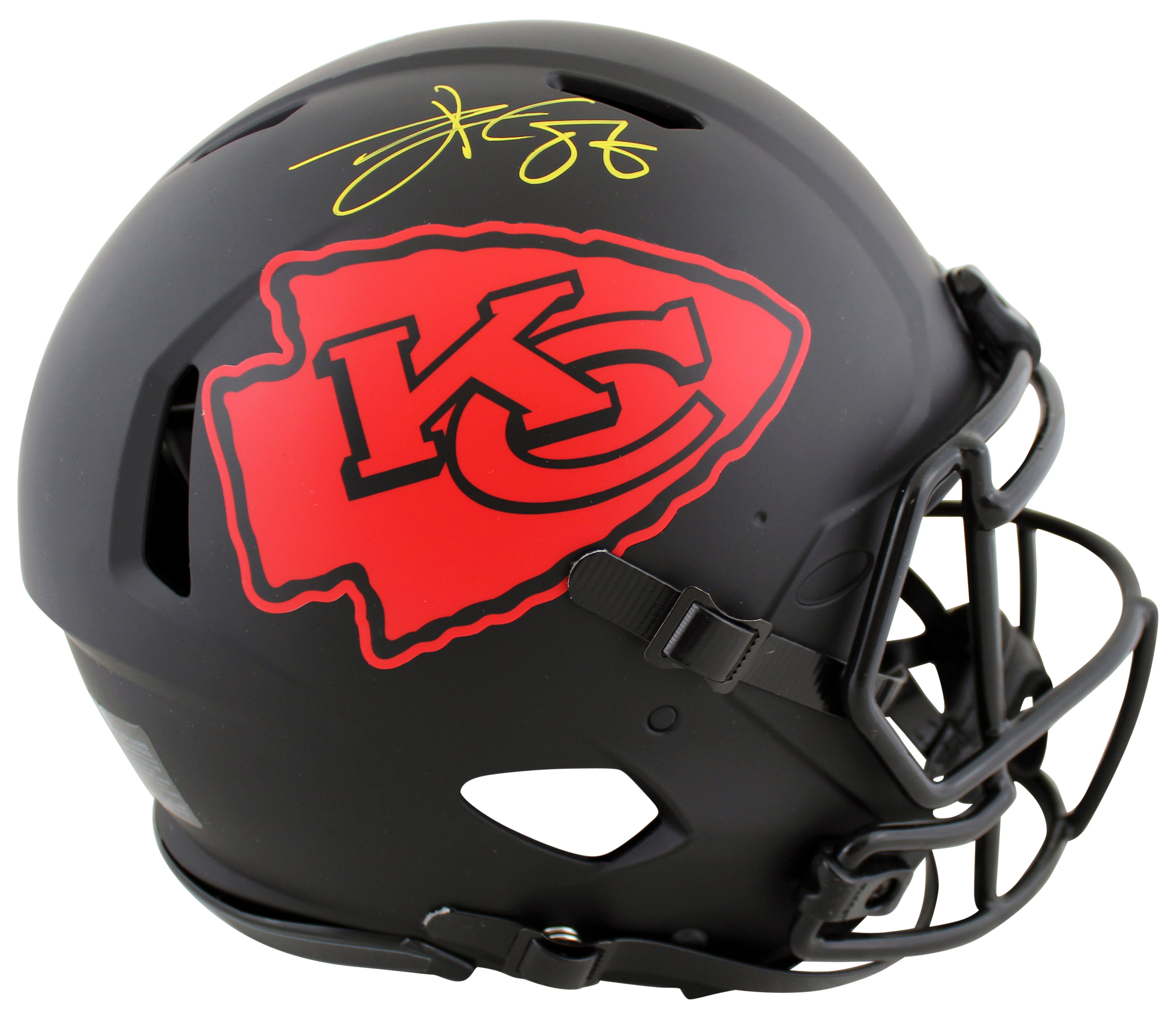 Chiefs Travis Kelce Signed Eclipse Full Size Speed Proline Helmet w/ Case BAS Wit