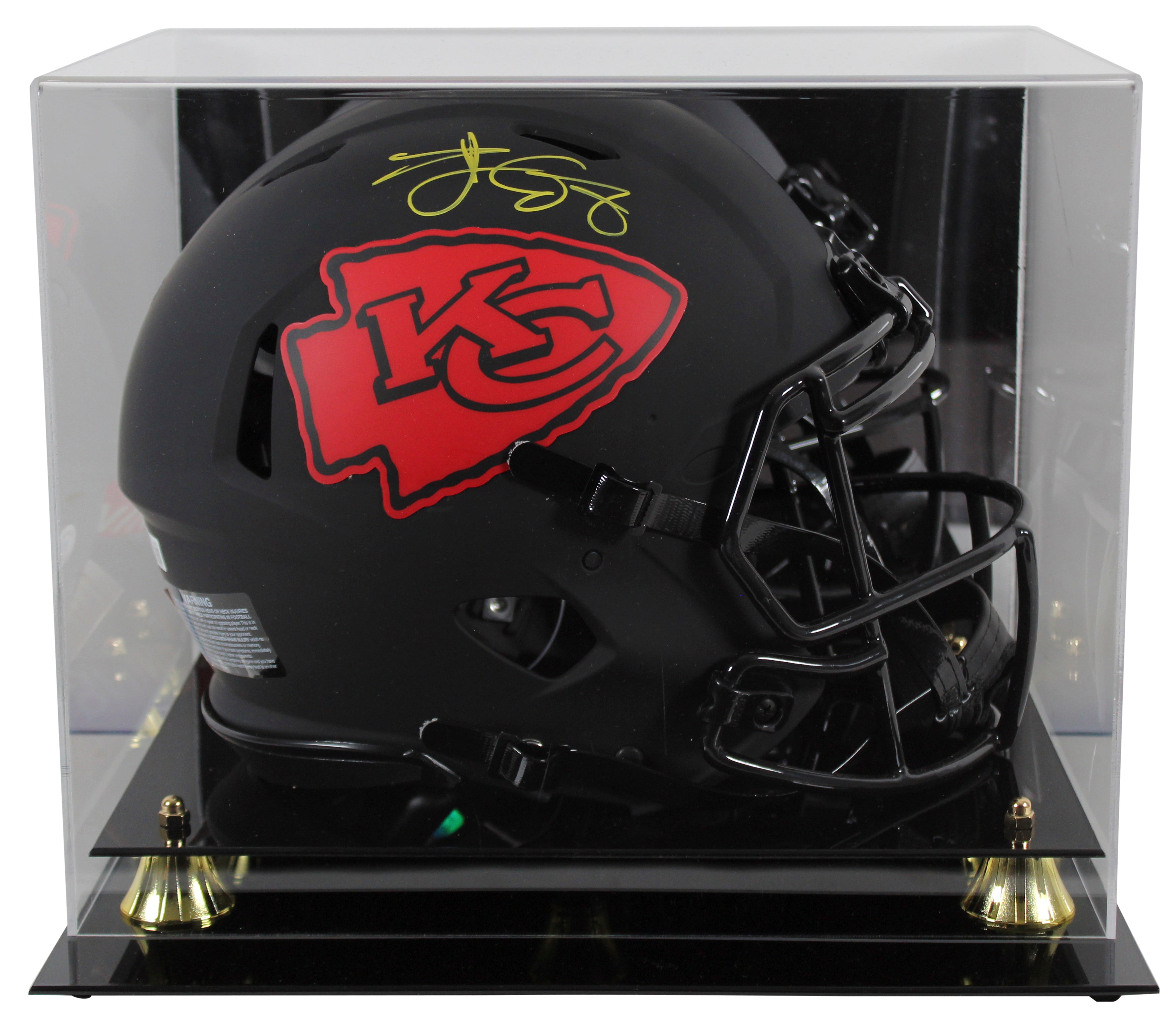 Chiefs Travis Kelce Signed Eclipse Full Size Speed Proline Helmet w/ Case BAS Wit