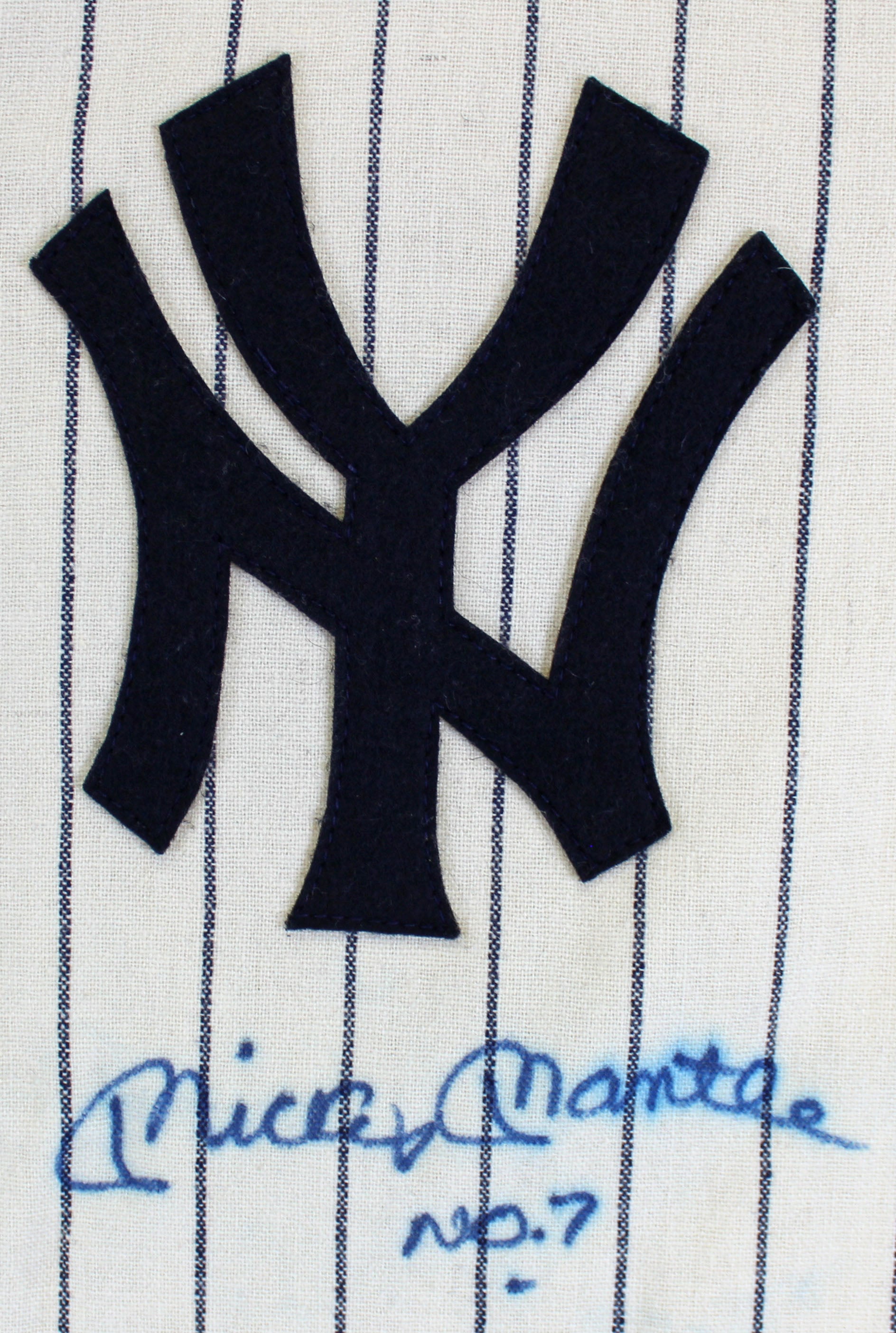 Yankees Mickey Mantle No. 7 Signed Mitchell & Ness Pinstripe Jersey PSA #AI02332