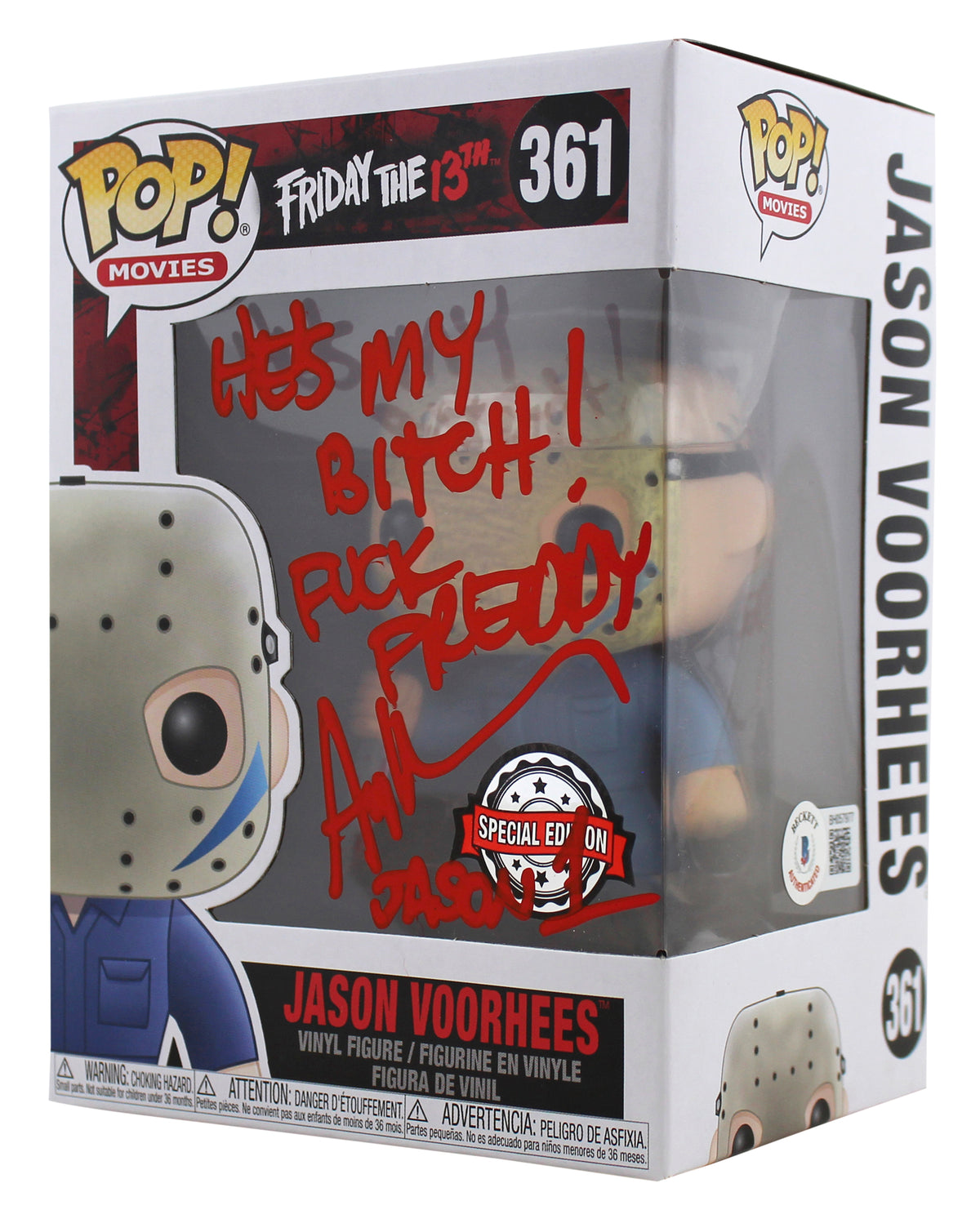 Ari Lehman "He's My B****!" Signed #361 Funko Pop Vinyl Figure BAS Witnessed