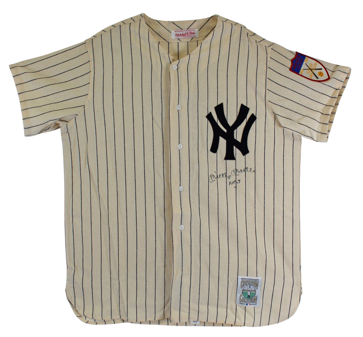 Yankees Mickey Mantle No. 7 Signed Mitchell & Ness Pinstripe Jersey PSA #AI02337