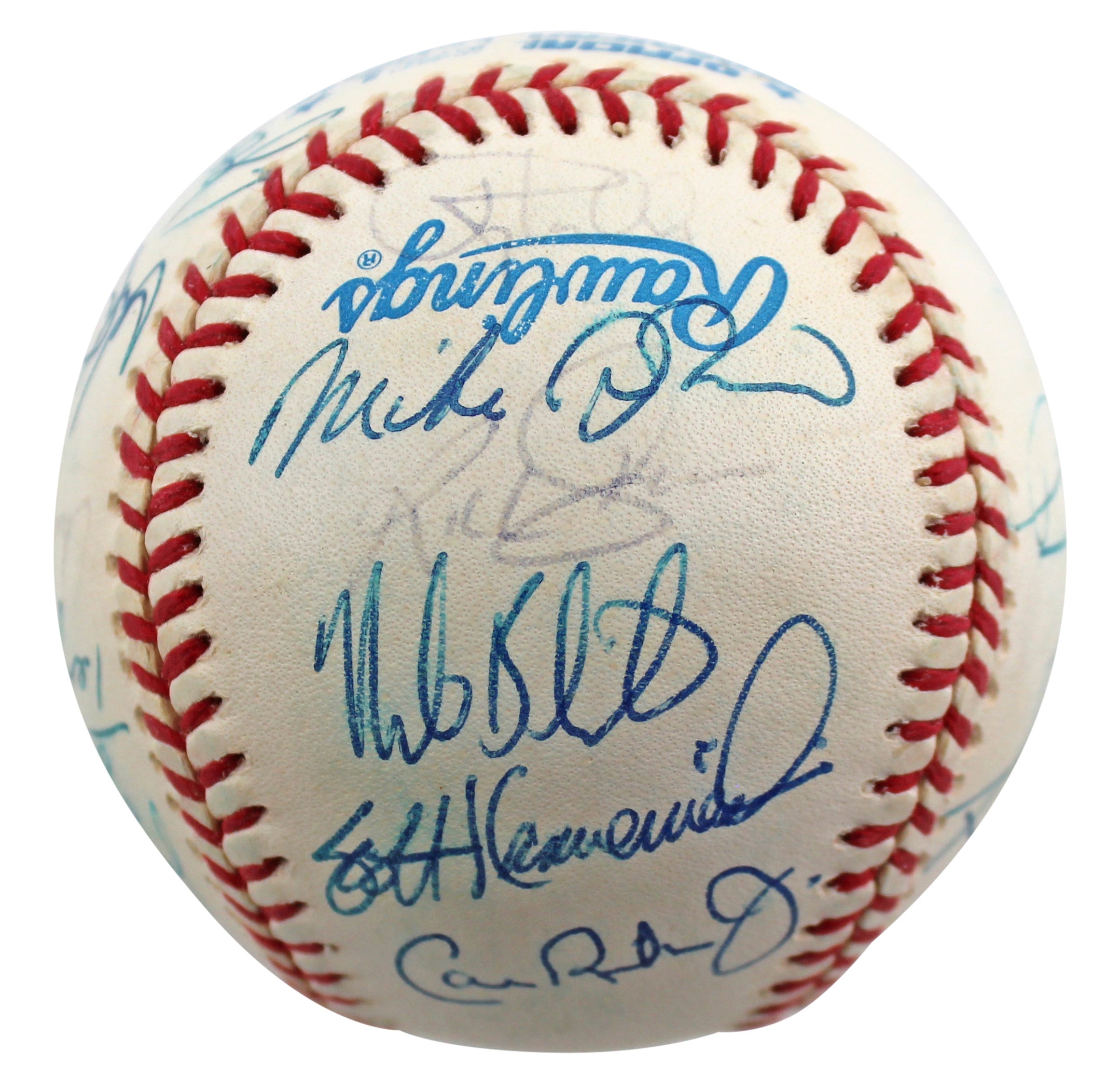 1997 Orioles (23) Erickson, Mussina, Surhoff Signed Oal Baseball BAS #AA03196
