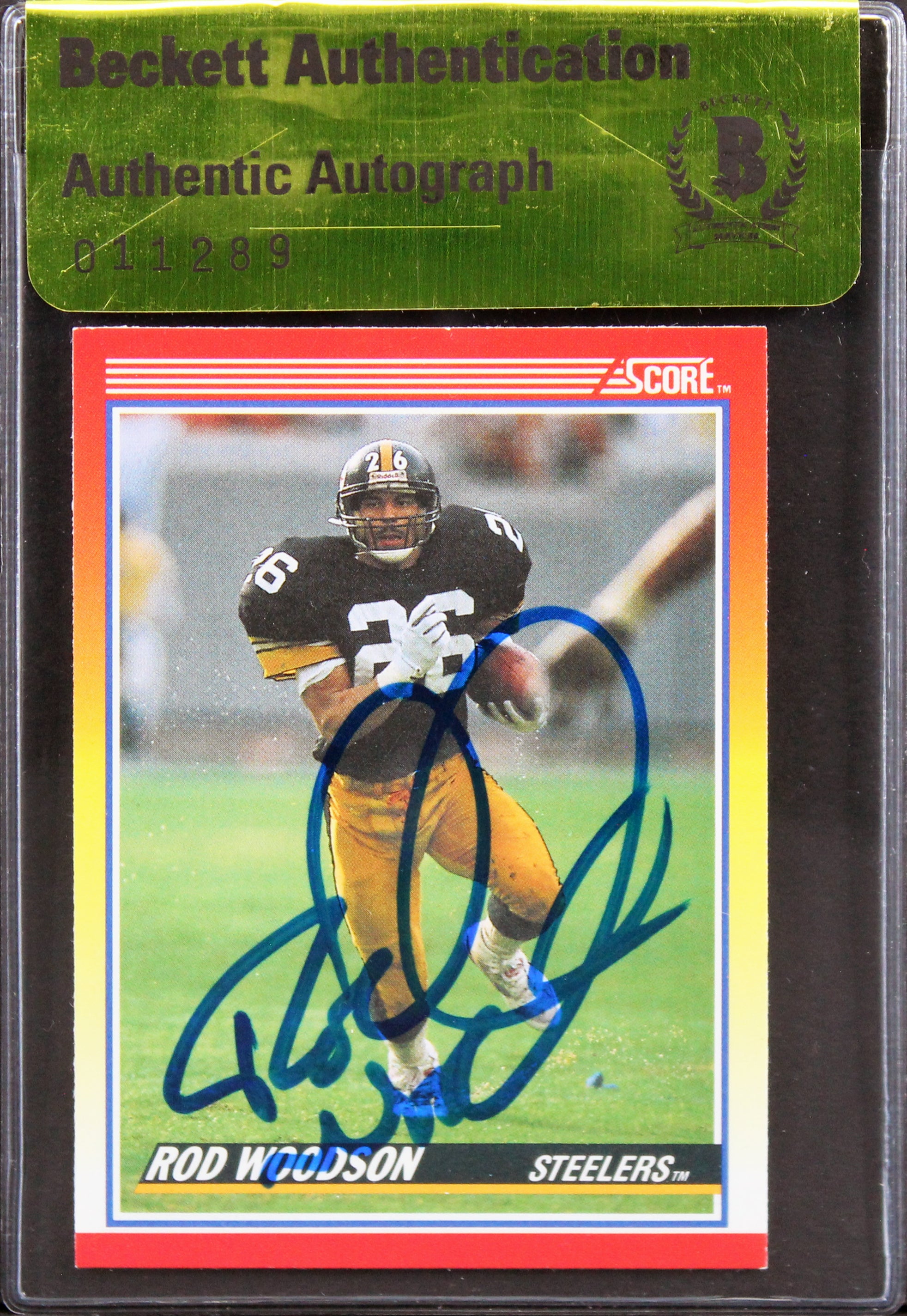 Steelers Rod Woodson Authentic Signed 1990 Score #255 Card BAS #11289