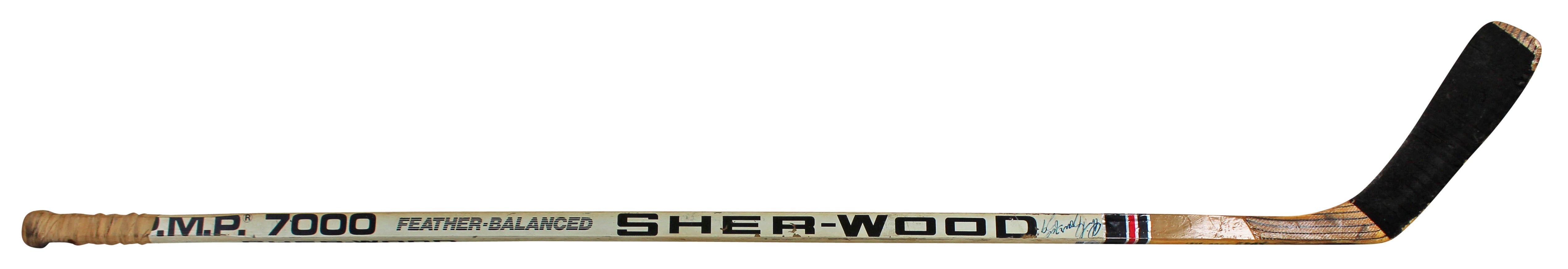 Penguins Phil Bourque Signed Game Used Sher-Wood Hockey Stick BAS #BA74064