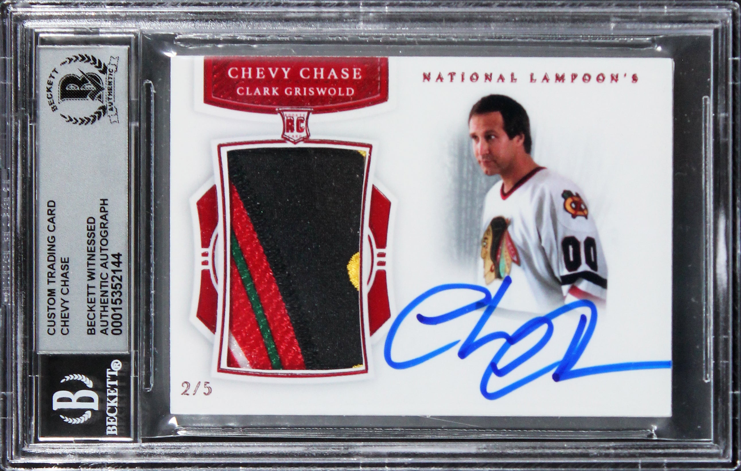 Chevy Chase Christmas Vacation Signed Red #'d/5 Patch Card Auto 10! BAS Slabbed