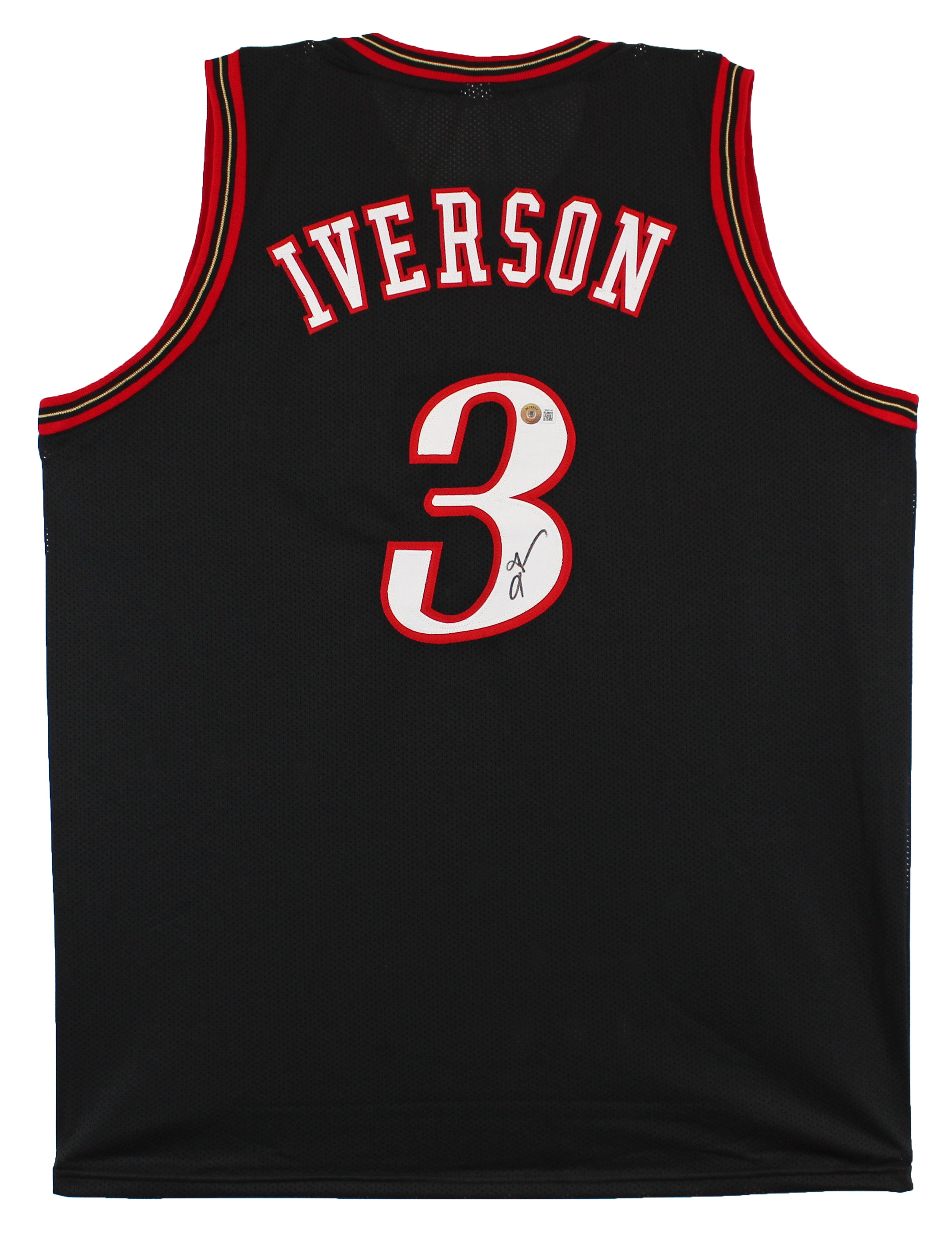 ** HOLIDAY DOORBUSTER ** Allen Iverson Authentic Signed Black Pro Style Jersey Autographed BAS Witnessed