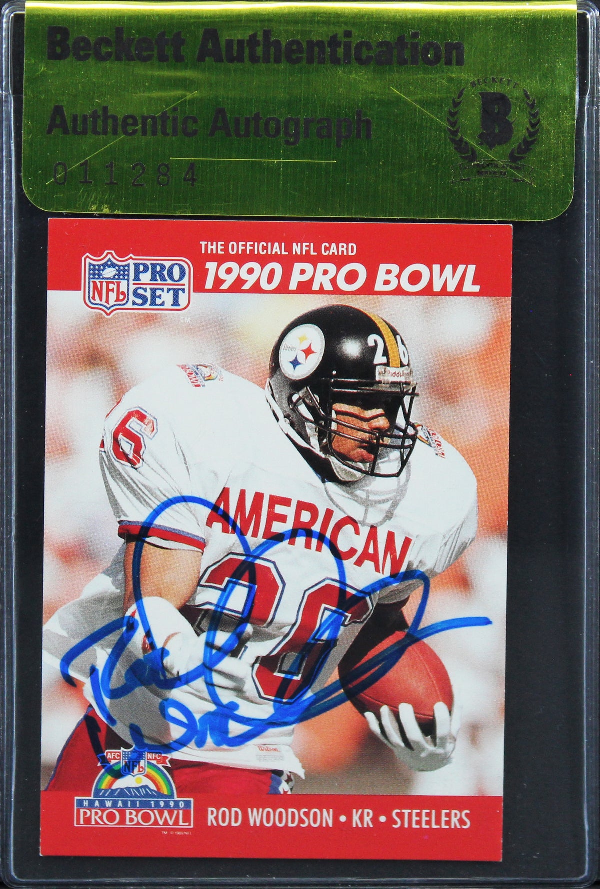 Steelers Rod Woodson Authentic Signed 1990 NFL Pro Set #377 Card BAS #11284