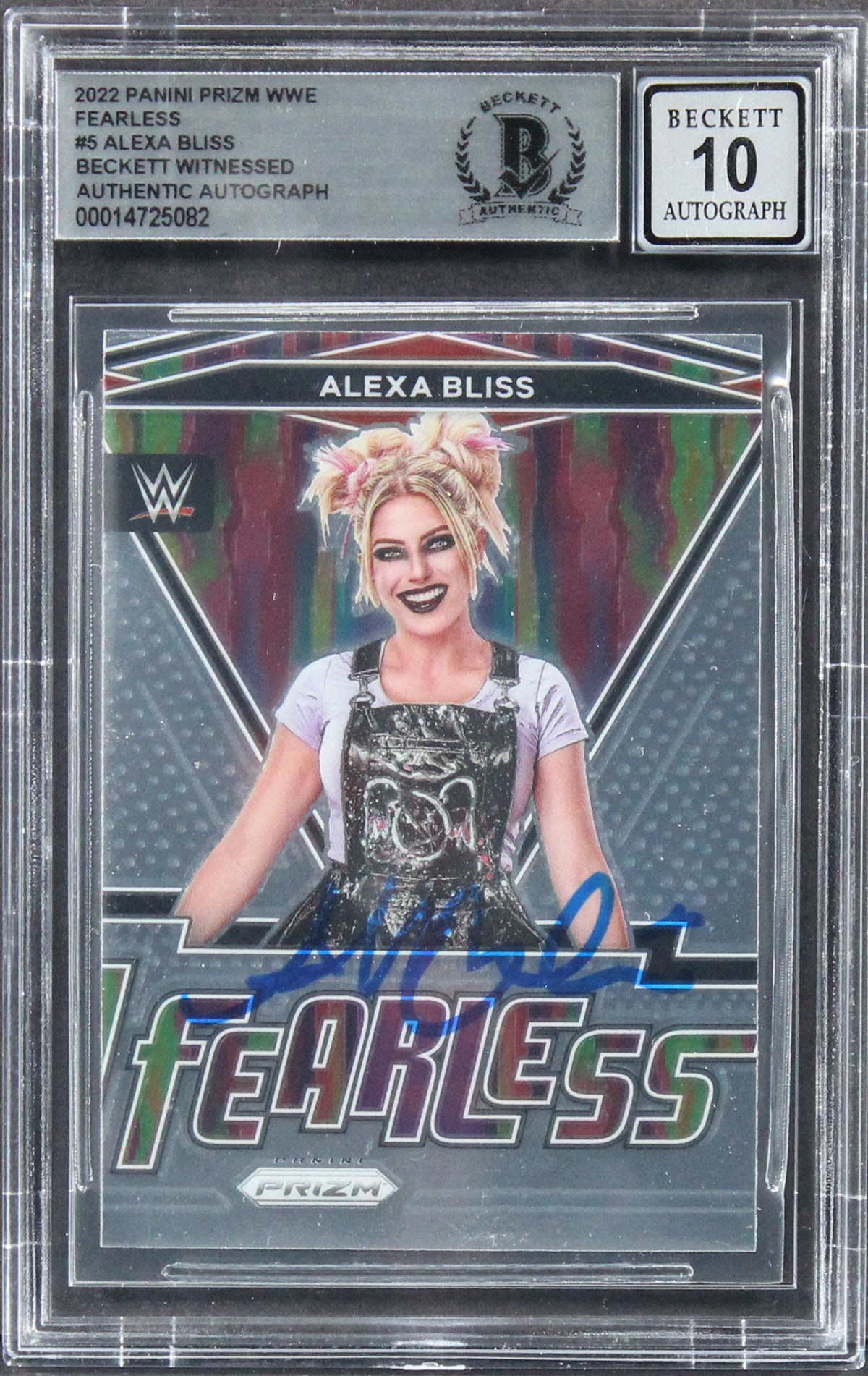 Alexa Bliss Signed 2022 Panini Prizm WWE Fearless #5 Card Auto 10! BAS Slabbed