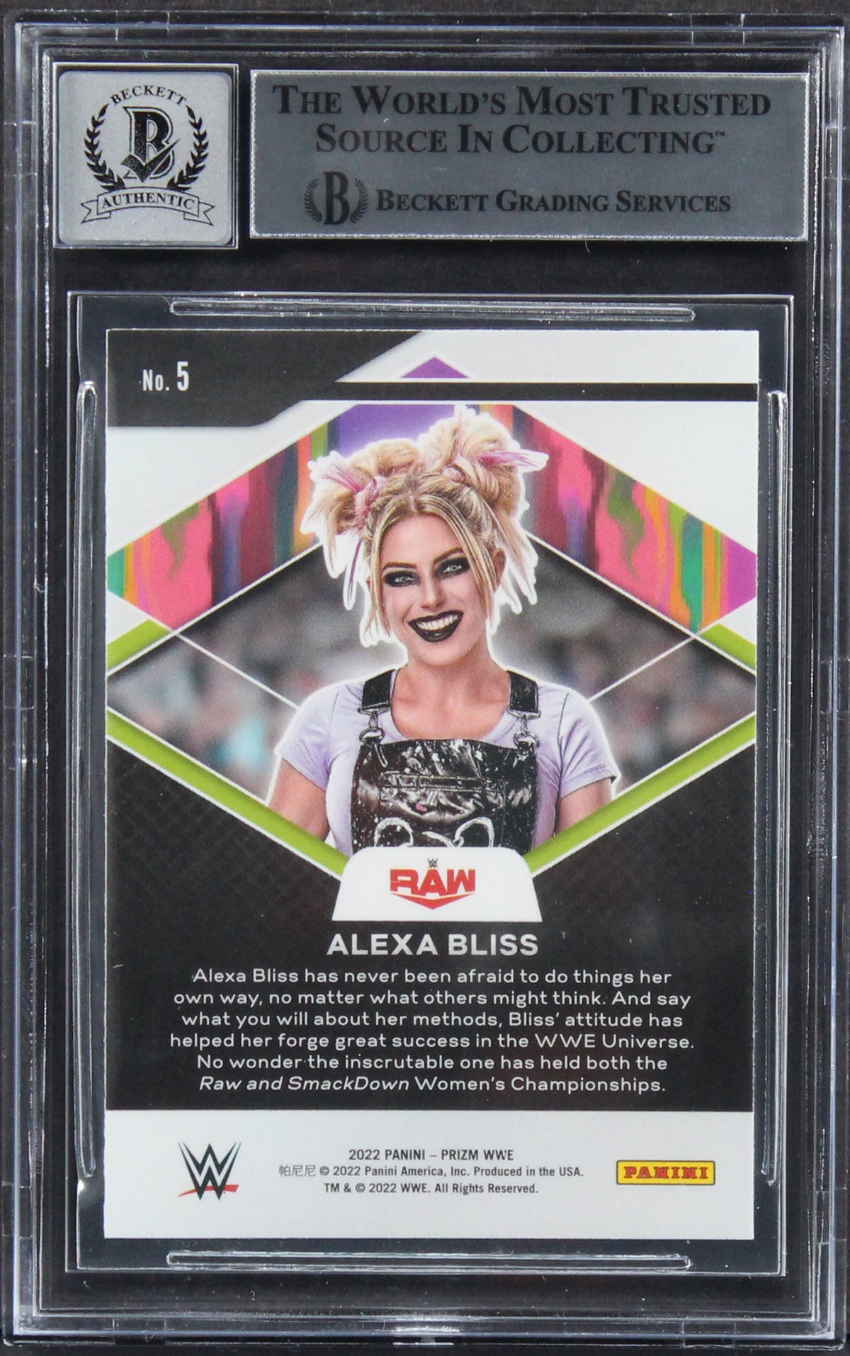 Alexa Bliss Signed 2022 Panini Prizm WWE Fearless #5 Card Auto 10! BAS Slabbed