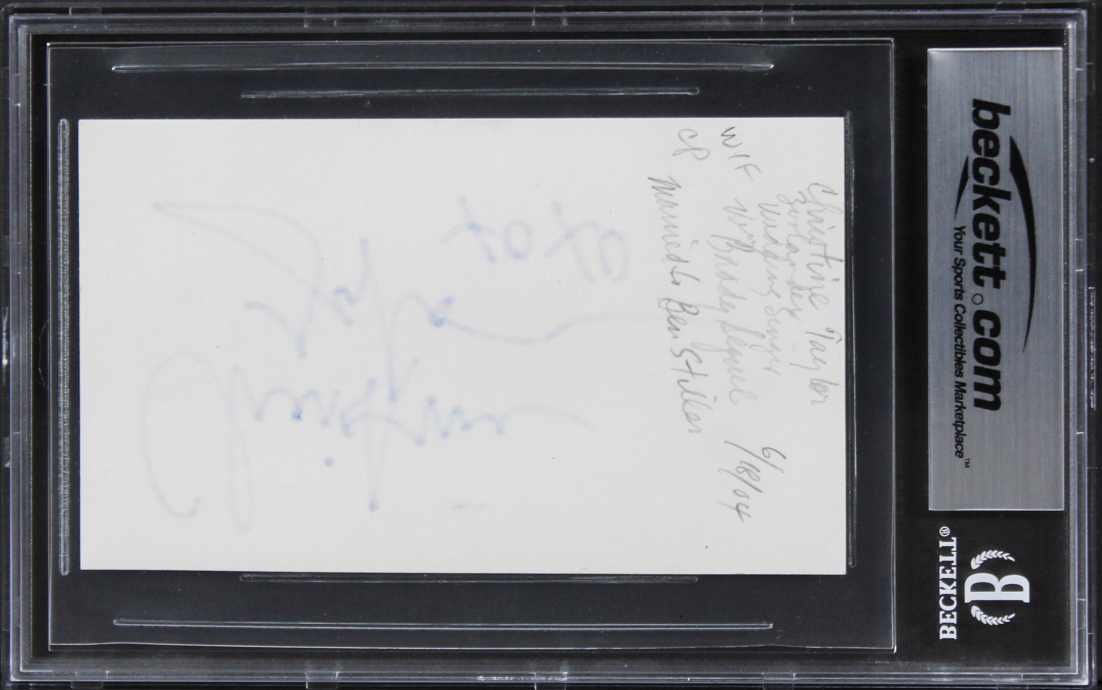 Christine Taylor Dodgeball "XoXo" Authentic Signed 3x5 Index Card BAS Slabbed