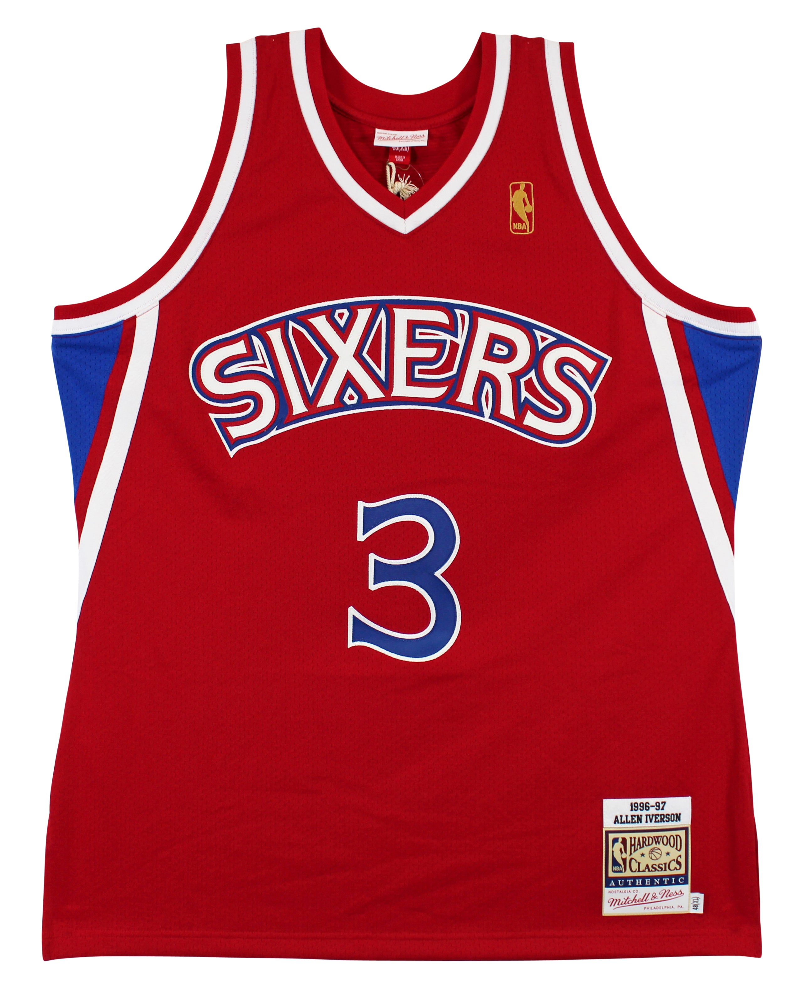 76ers Allen Iverson Authentic Signed Red M&N HWC Authentic Jersey BAS Witnessed