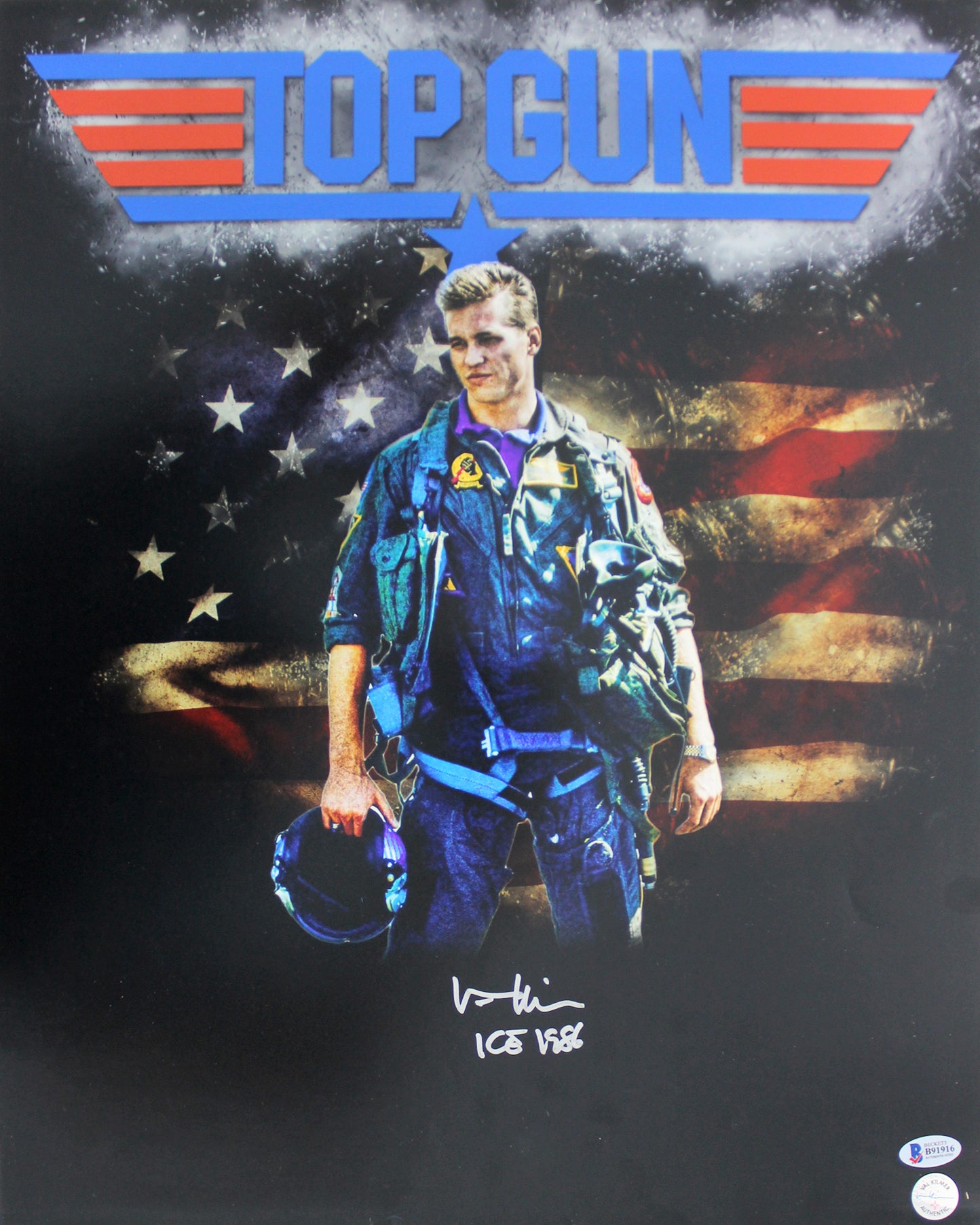 Val Kilmer Top Gun "Ice 1986" Authentic Signed 16x20 Photo BAS #B91916