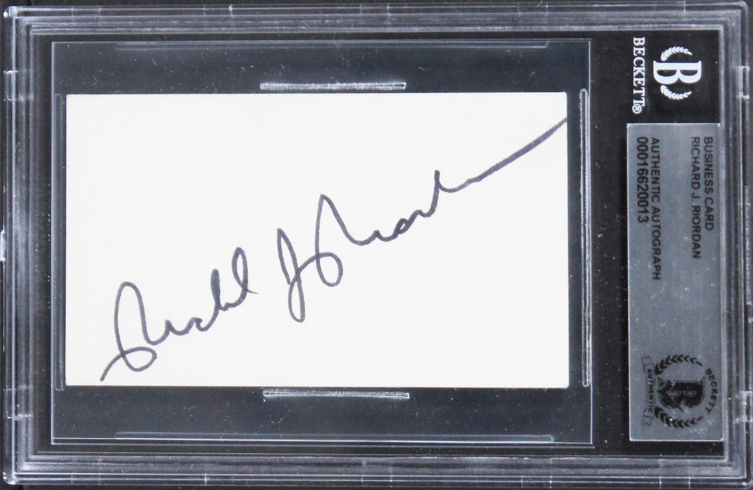 Richard J. Riordan Authentic Signed 3x5 Index Card Autographed BAS Slabbed