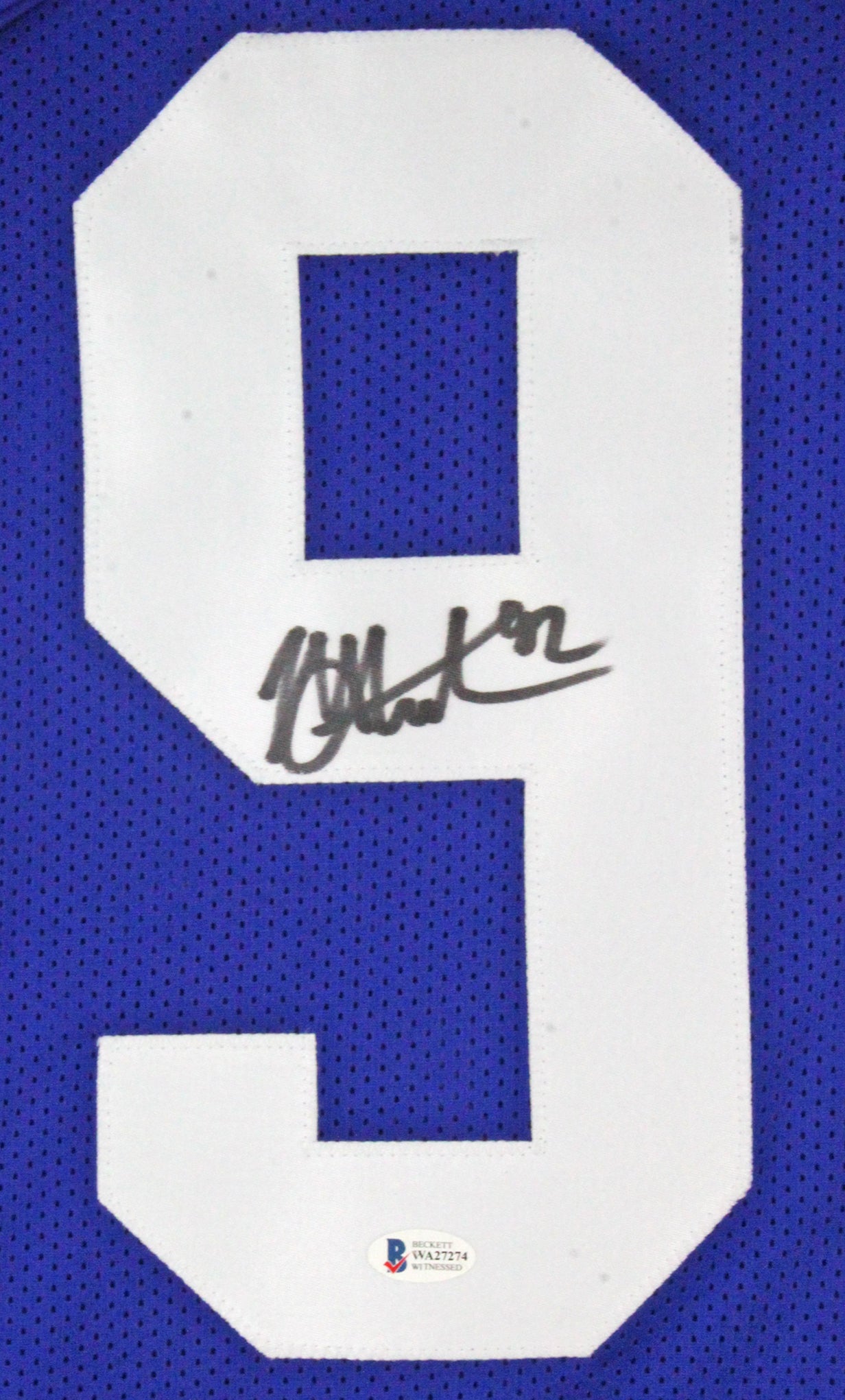 Michael Strahan Authentic Signed Blue Pro Style Framed Jersey BAS Witnessed