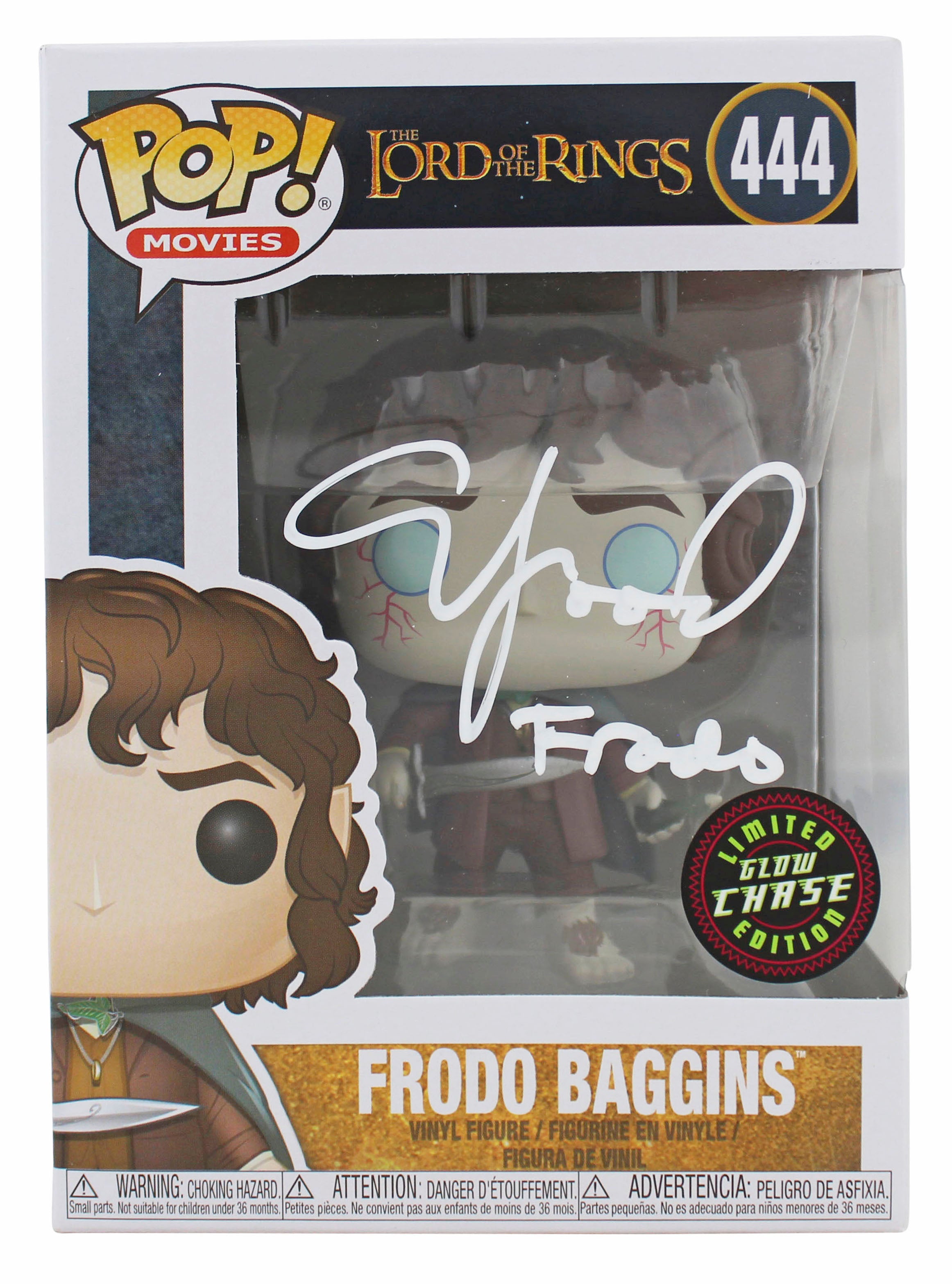 Elijah Wood LOTR "Frodo" Signed #444 Alt Funko Pop Figure w/ White Sig BAS Wit