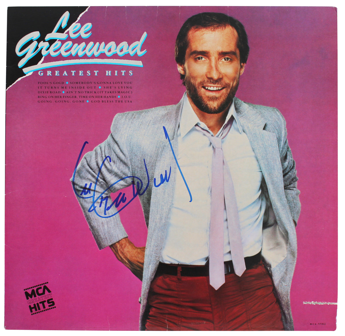 Lee Greenwood Authentic Signed Greatest Hits Album Cover BAS #BG83051