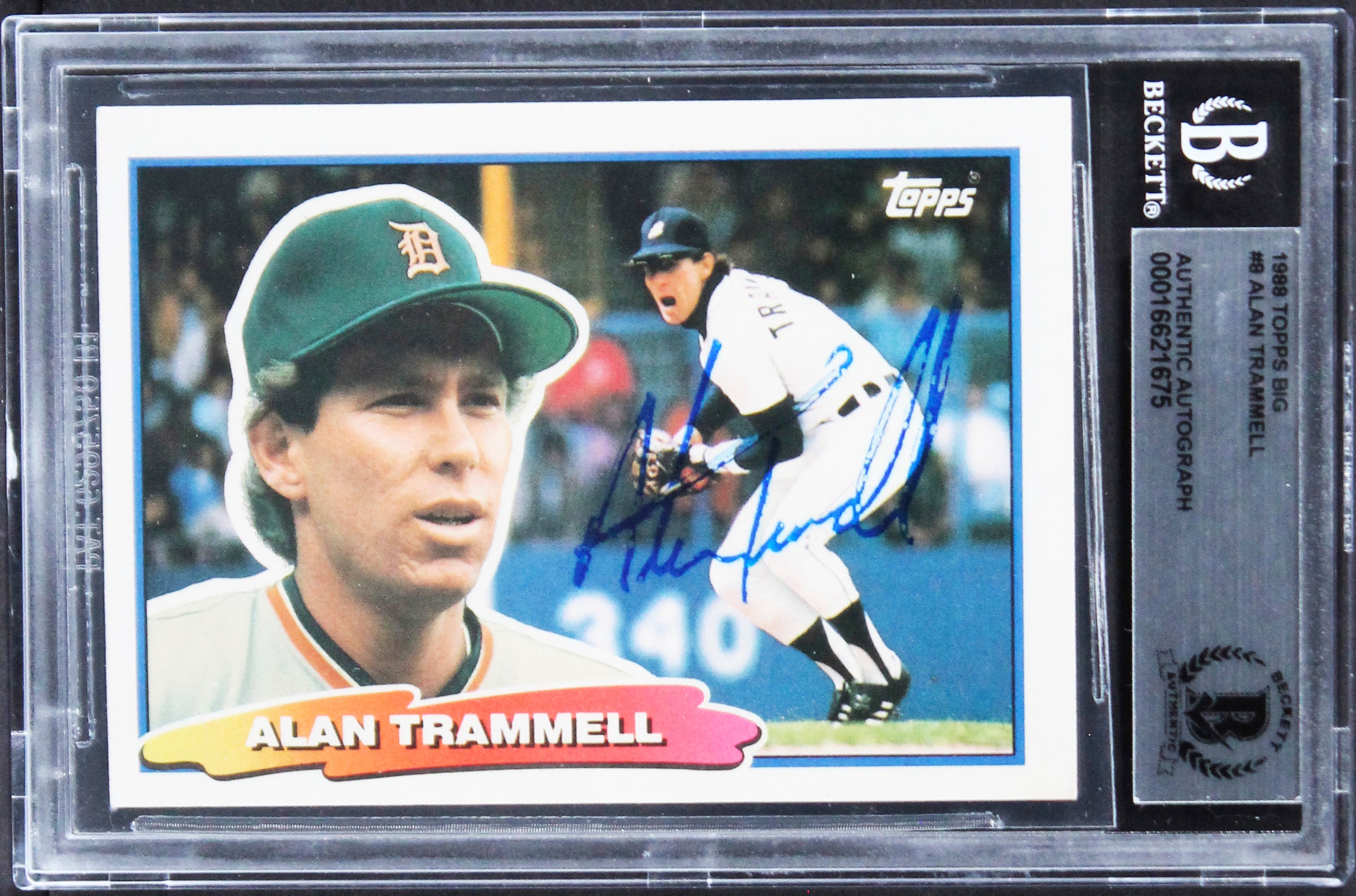 Tigers Alan Trammell Authentic Signed 1989 Topps Big #8 Card BAS Slabbed